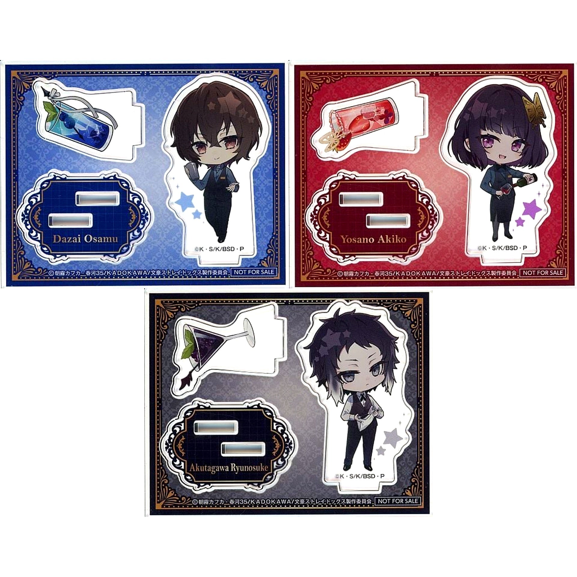 Set of 3 Acrylic Stand Bonus for Bungo Stray Dogs x Rakuten Gurunavi 1st Collabo Campaign Course [USED]