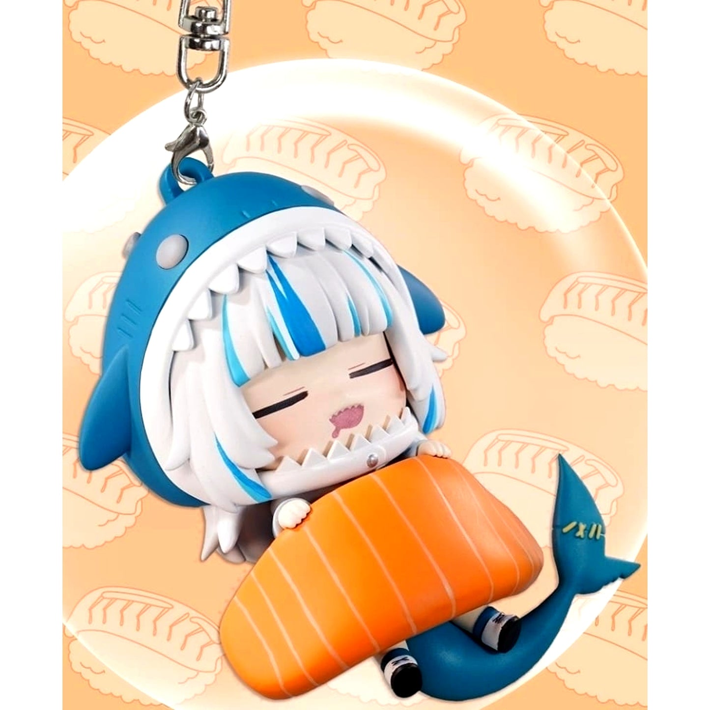 Virtual YouTuber hololive Gawr Gura Salmon Sushi Futon Figure Keychain [USED]