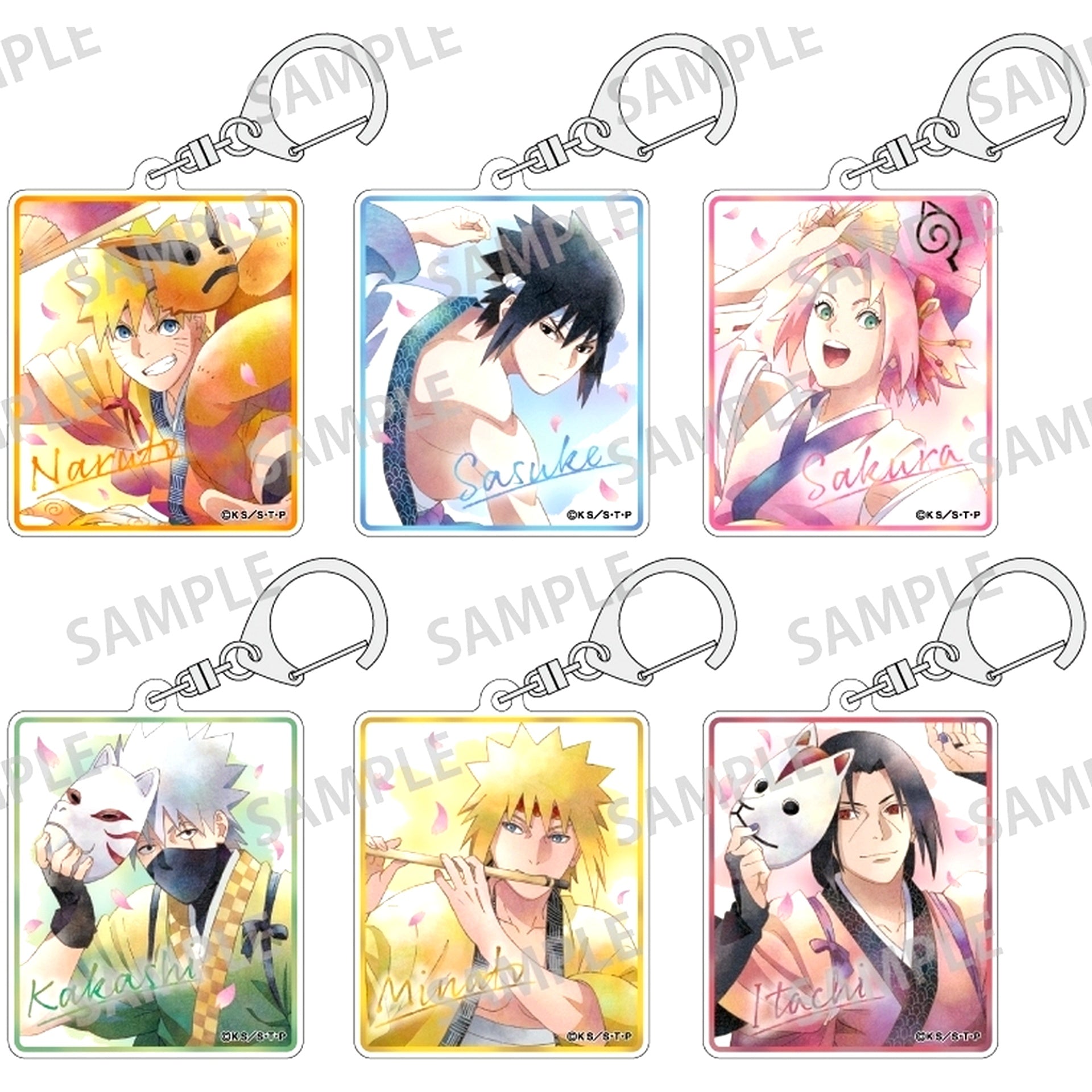 Set of 6 Naruto Shippuden Trading Acrylic Keychain Dance Kamiani TOUCH [USED]
