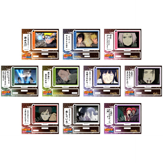 Set of 10 Trading Famous Quote Acrylic Stand Scene Shot Naruto Shippuden [USED]