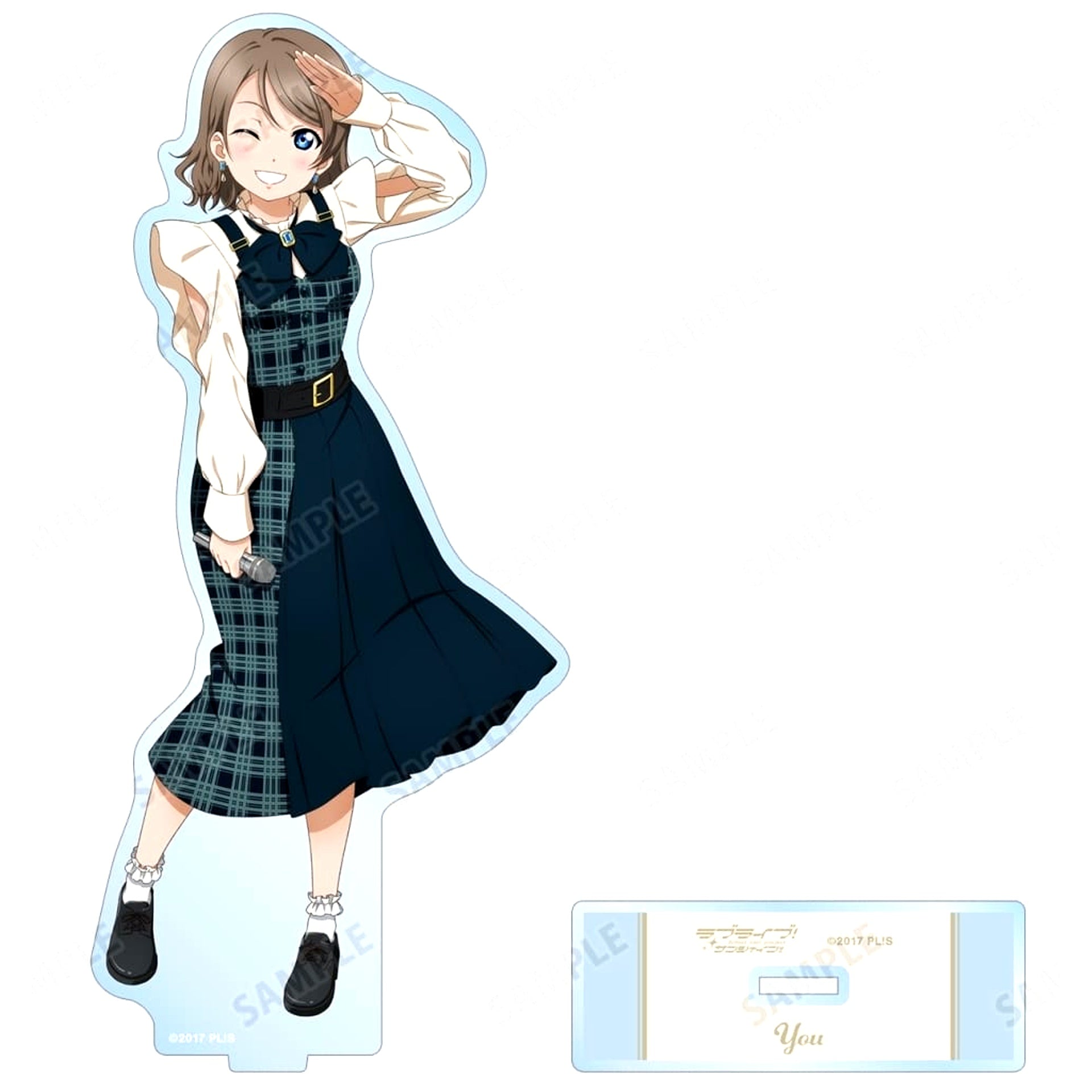 You Watanabe Love Live! Sunshine!! Newly Drawn BIG Acrylic Stand Check One-Piece Outfit ver. [USED]