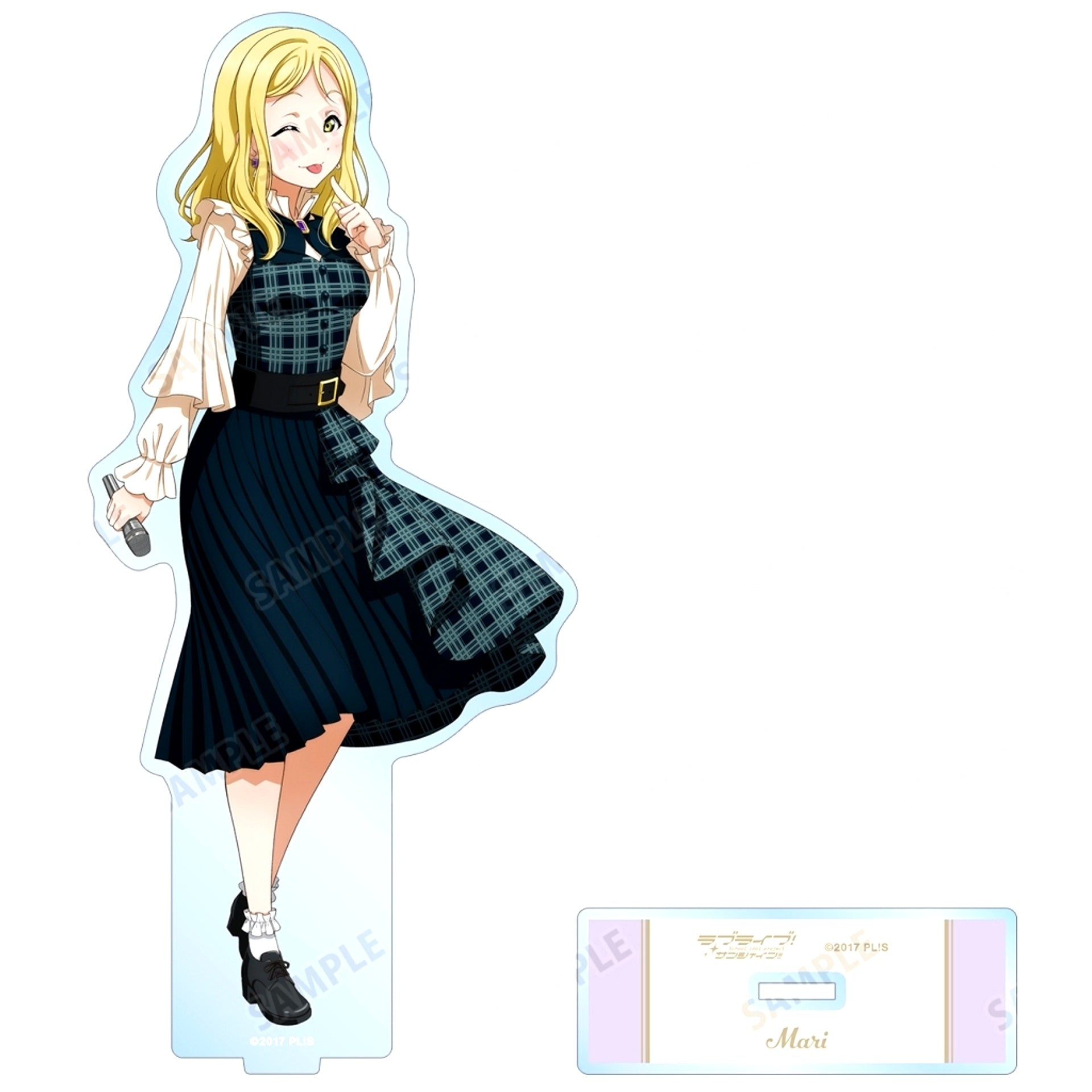 Mari Ohara Plaid Dress Outfit Ver. Love Live! Sunshine!! Illustration BIG Acrylic Stand [USED]