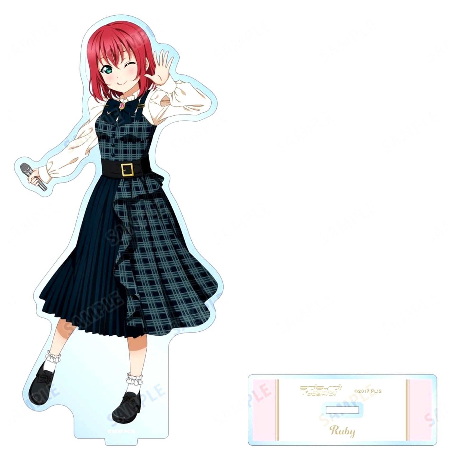 Ruby Kurosawa Love Live! Sunshine!! Newly Drawn Illustration Checked One-Piece Outfit Ver. BIG Acrylic Stand [USED]