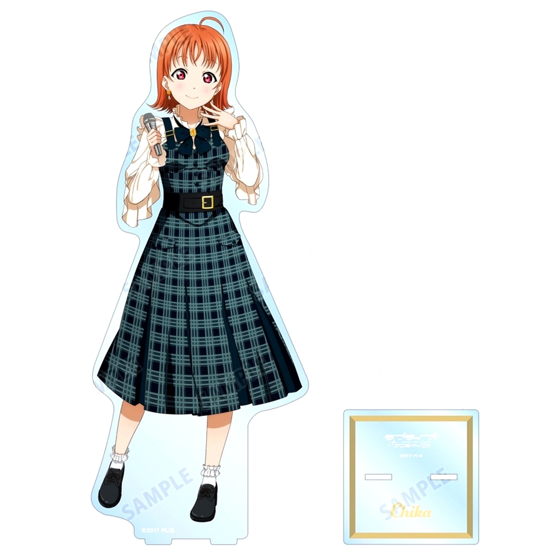 Chika Takami Newly Drawn Checkered One Piece Outfit Ver. Oversized Acrylic Stand Love Live! Sunshine!! [USED]