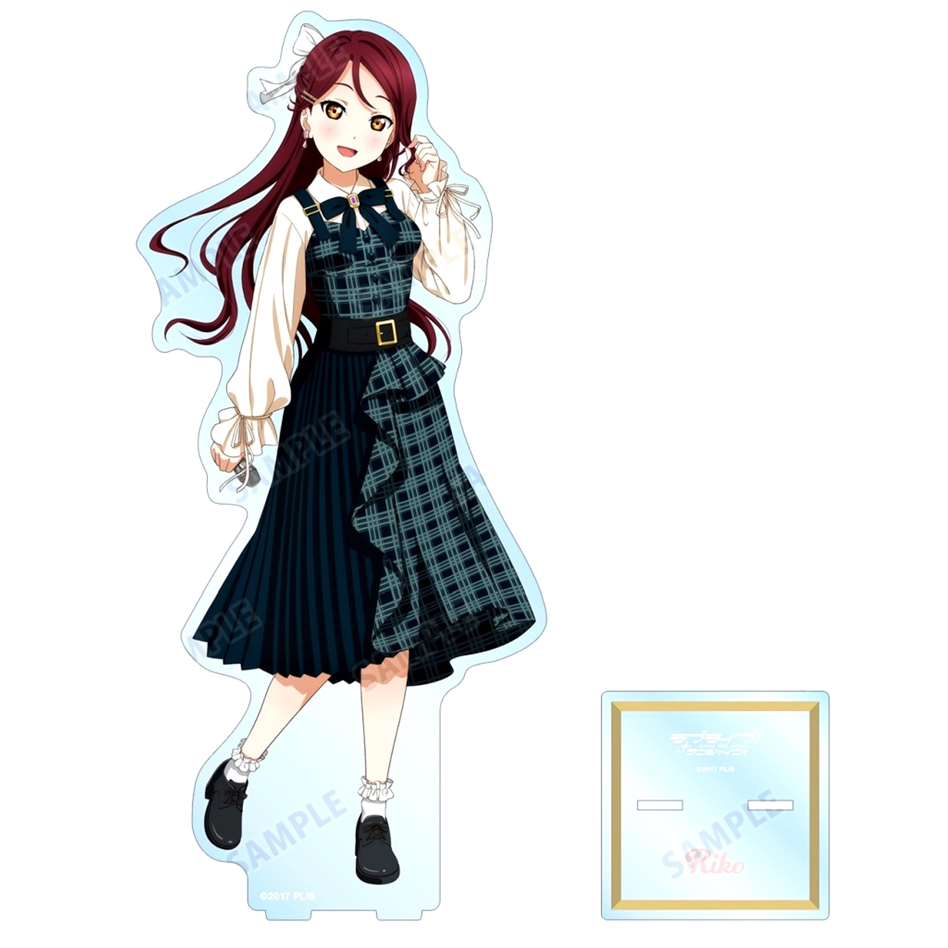 Riko Sakurauchi Newly Drawn Checkered One Piece Outfit Ver. Oversized Acrylic Stand Love Live! Sunshine!! [USED]