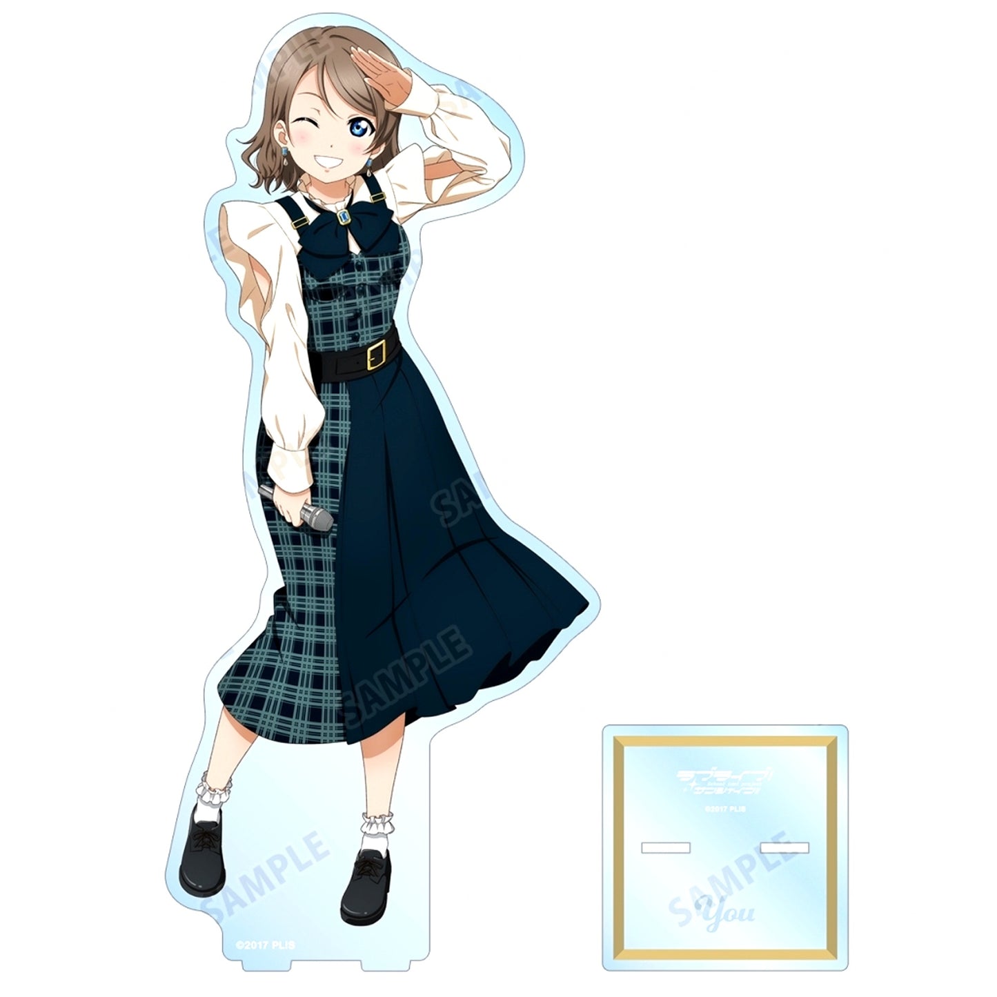 You Watanabe Newly Drawn Checkered One Piece Outfit Ver. Oversized Acrylic Stand Love Live! Sunshine!! [USED]