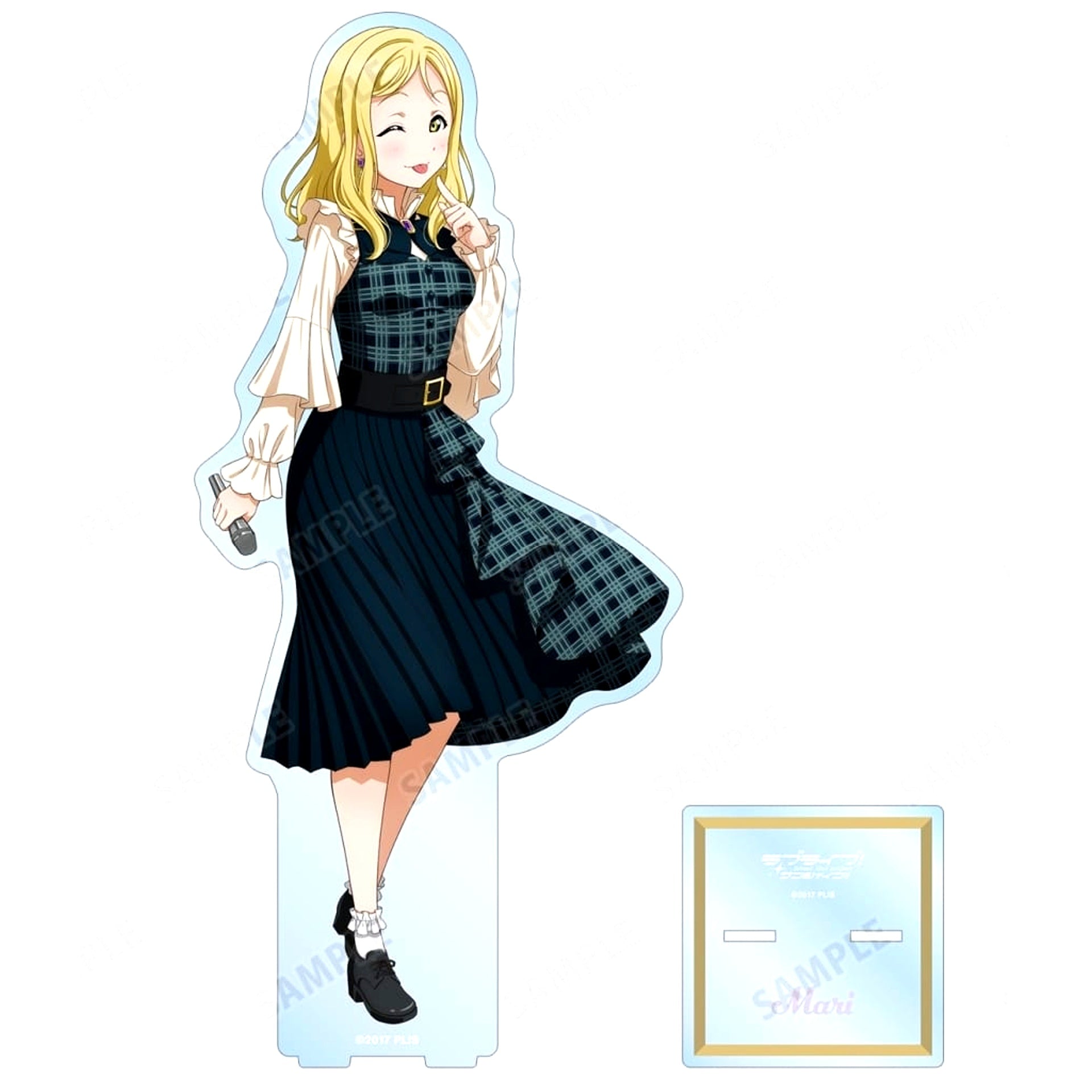 Mari Ohara Love Live! Sunshine!! Newly Drawn Extra Large Acrylic Stand Check One-Piece Outfit ver. [USED]