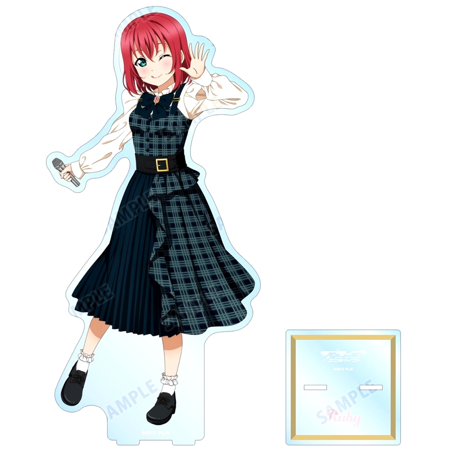 Ruby Kurosawa Newly Drawn Checkered One Piece Outfit Ver. Oversized Acrylic Stand Love Live! Sunshine!! [USED]