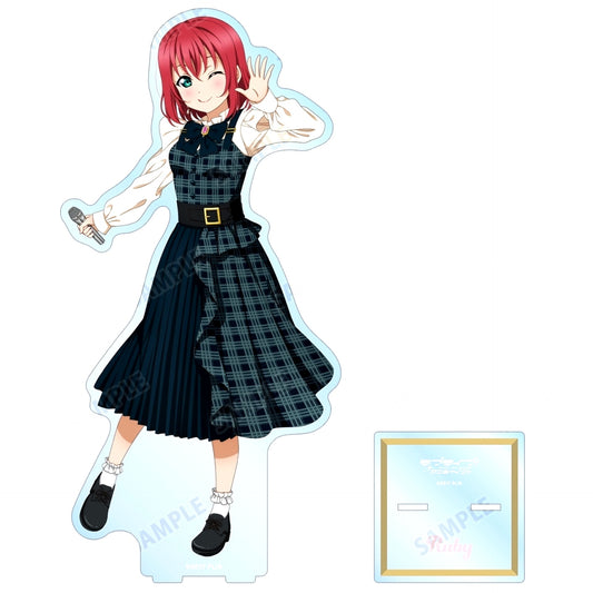 Ruby Kurosawa Newly Drawn Checkered One Piece Outfit Ver. Oversized Acrylic Stand Love Live! Sunshine!! [USED]