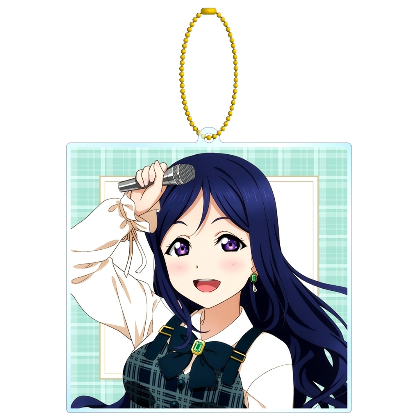 Kanan Matsuura Love Live! Sunshine!! BIG Acrylic Keychain Drawn Checkered Dress Ver. [USED]
