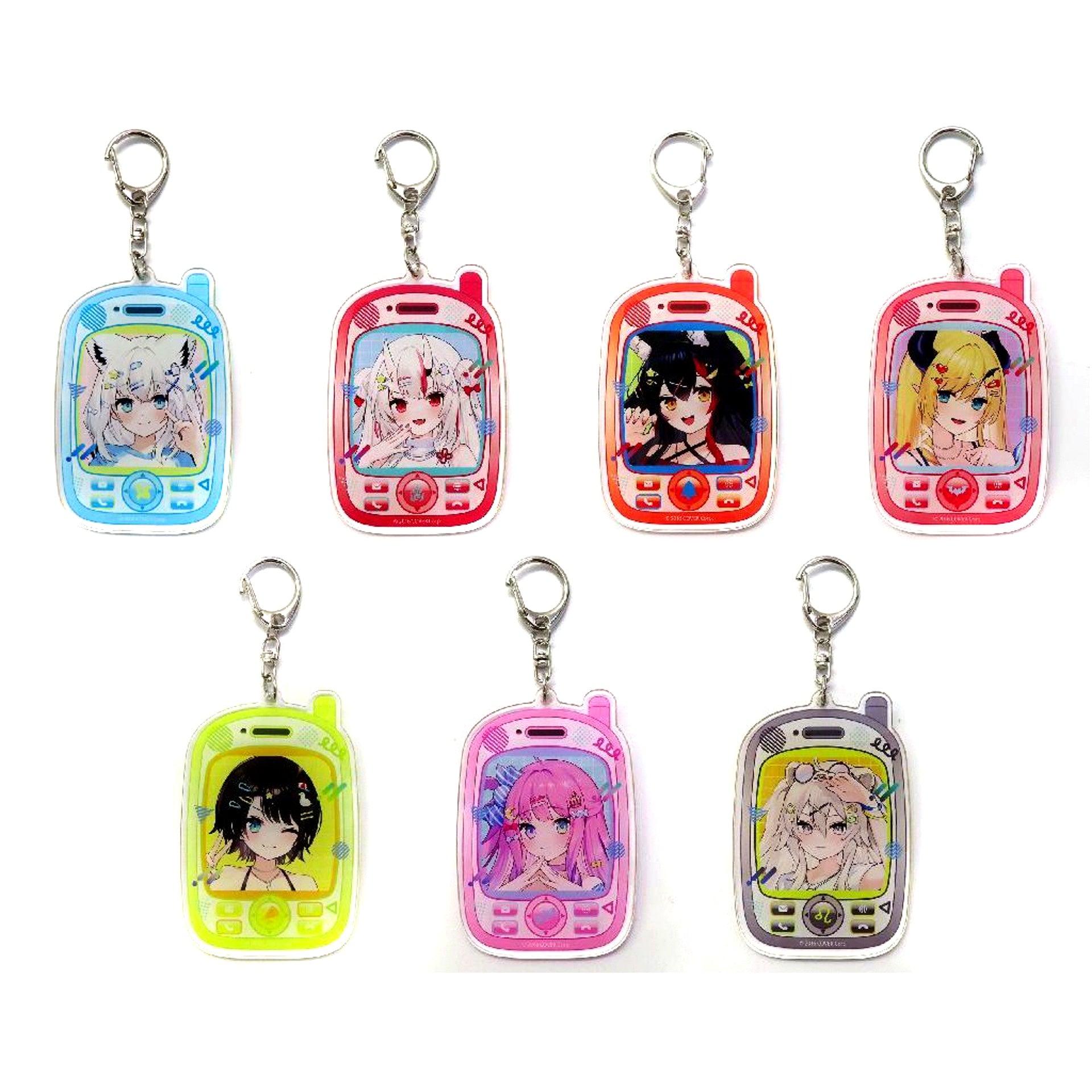 Set of 7 Group Hololive Acrylic Keychain Lawson Collabo [USED]