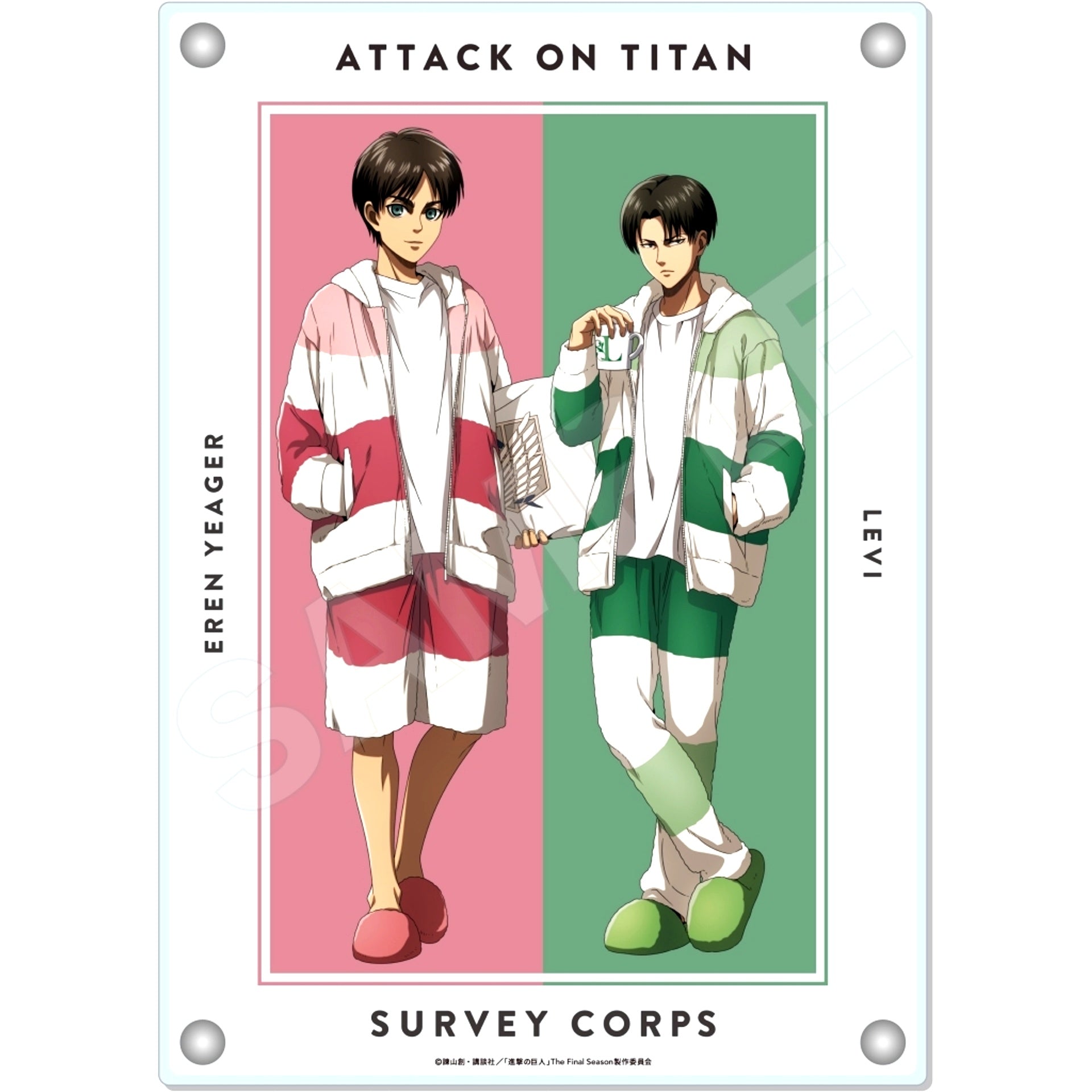 Eren & Levi Pajama Twin Acrylic Board Roomwear Ver. Attack on Titan [USED]