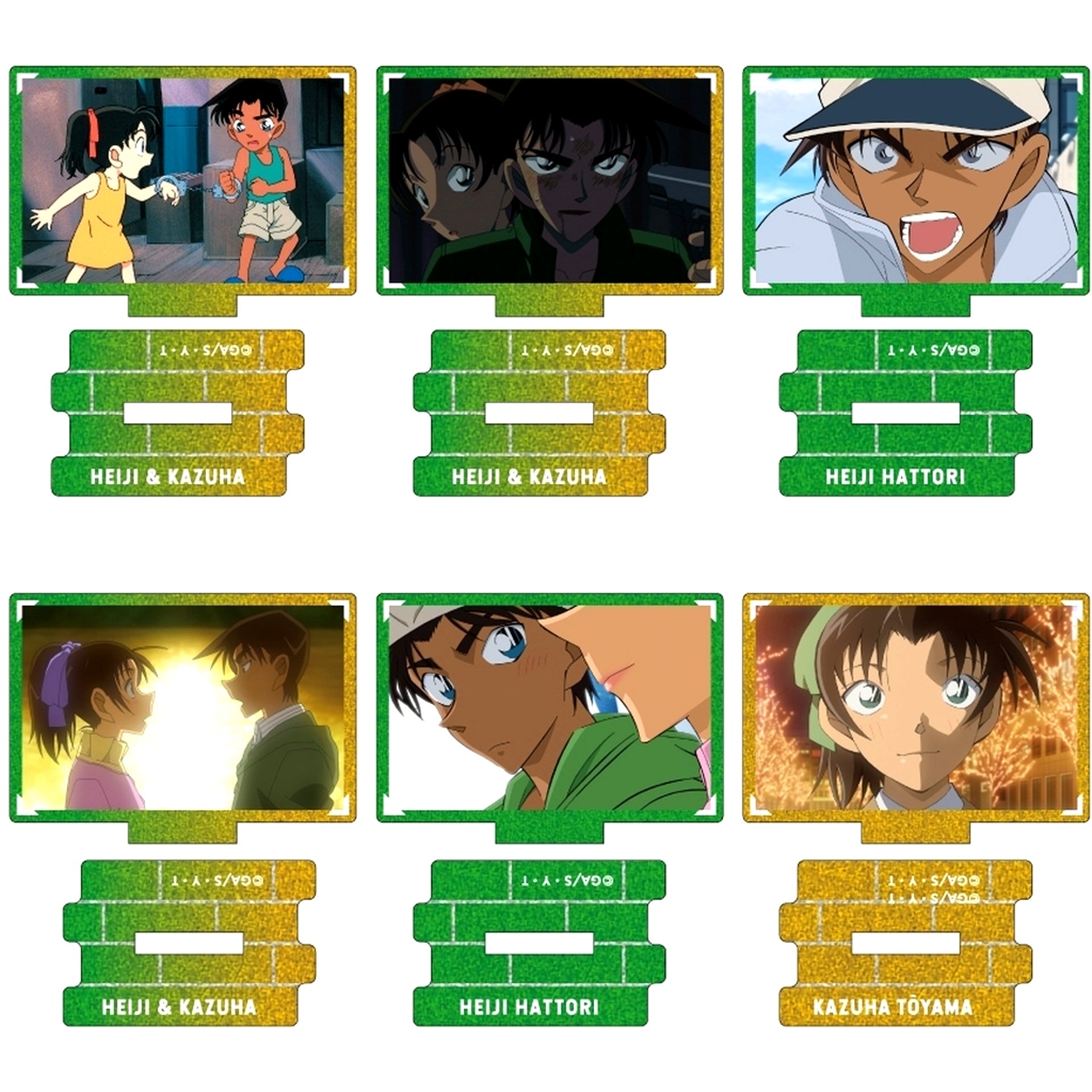 Set of 6 Heiji and Kazuha Collection Vol.4 Scene Shot Trading Metallic Mini Acrylic Stand Detective Conan [USED]