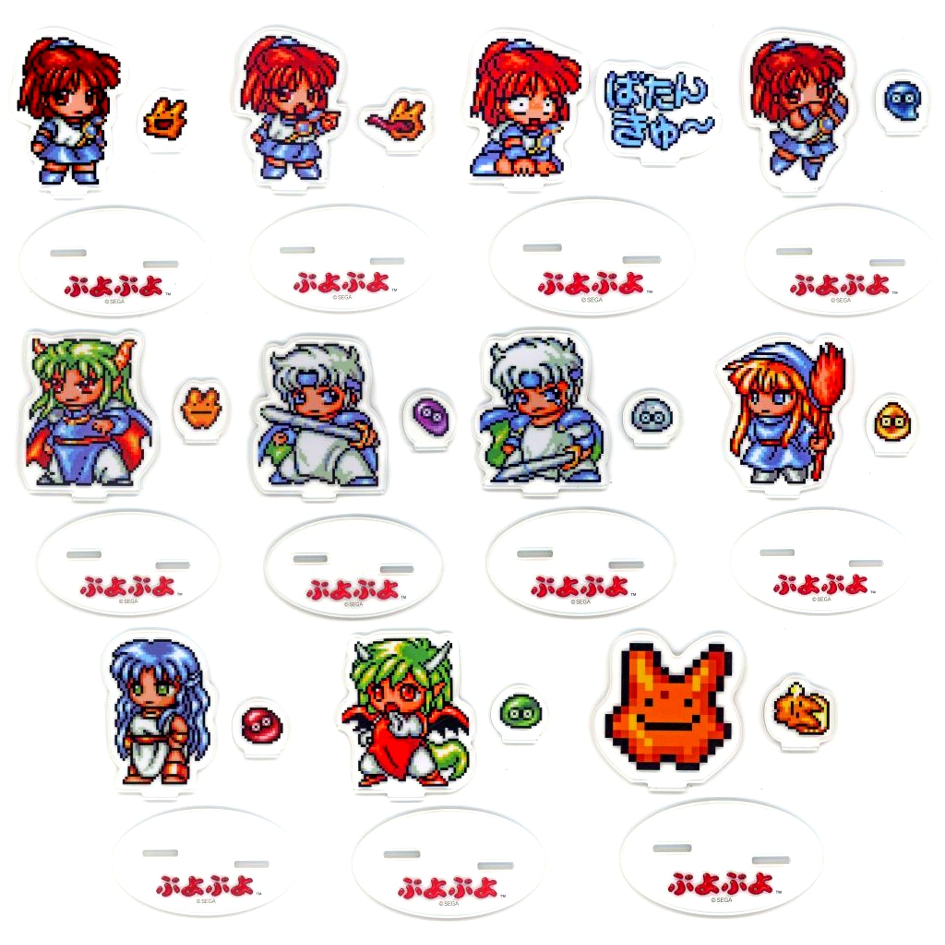 Set of 11 Puyo Puyo Pixel Pair Clear Stand [USED]