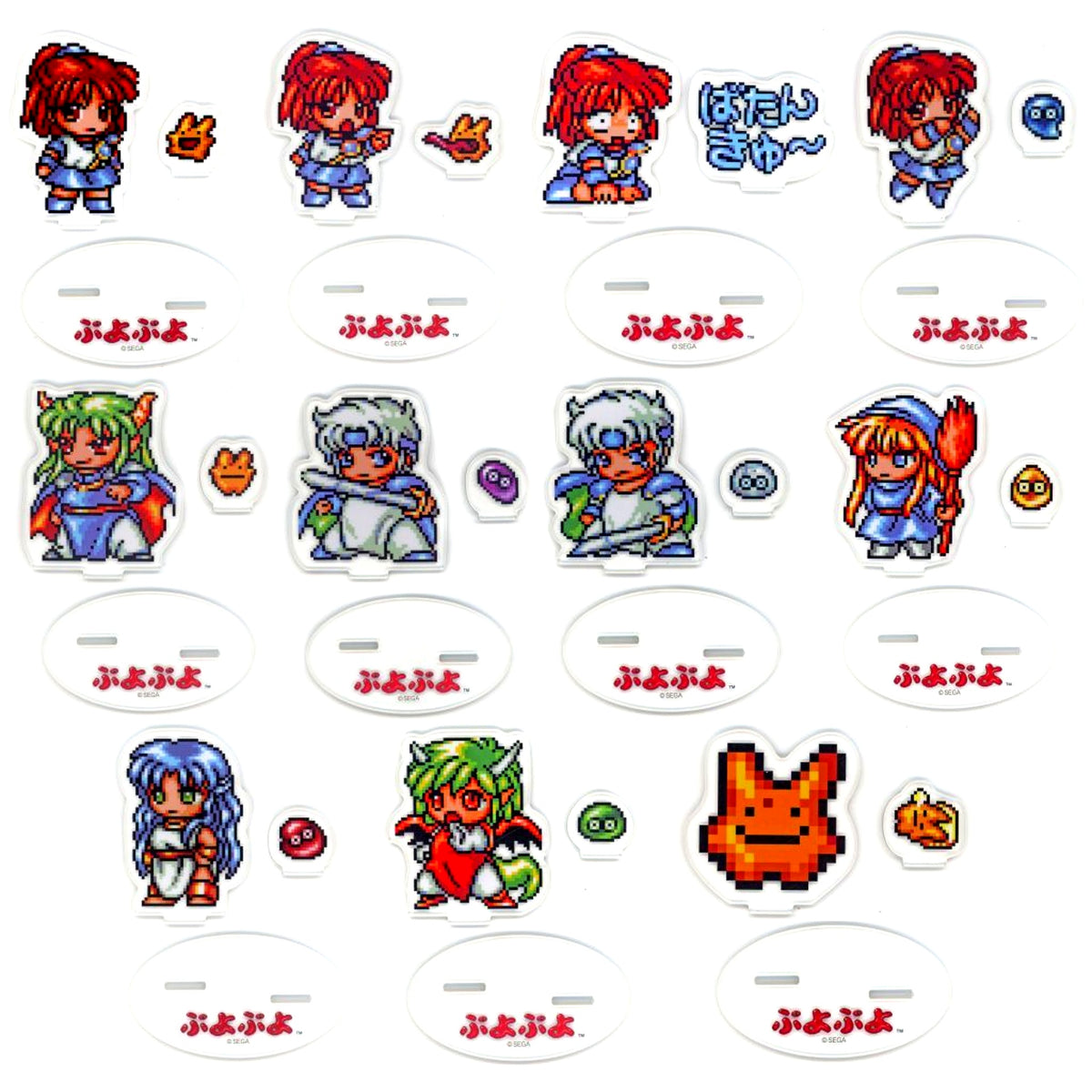 Set of 11 Puyo Puyo Pixel Pair Clear Stand [USED]
