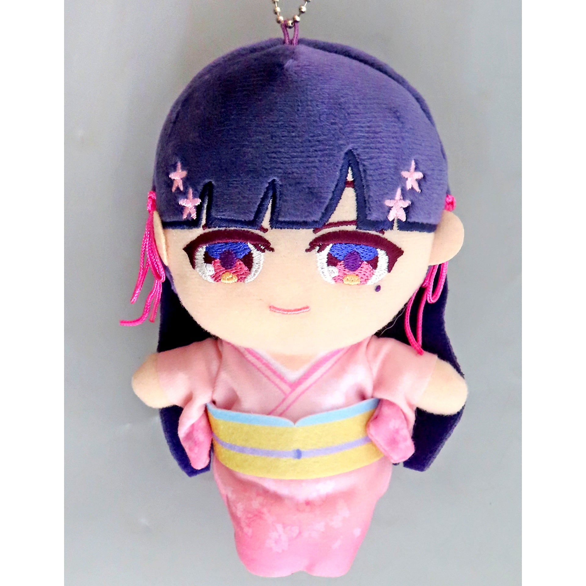 A Miyo Saimori My Happy Marriage Nuipurike Sitting Plush Badge Sakura Color [USED]