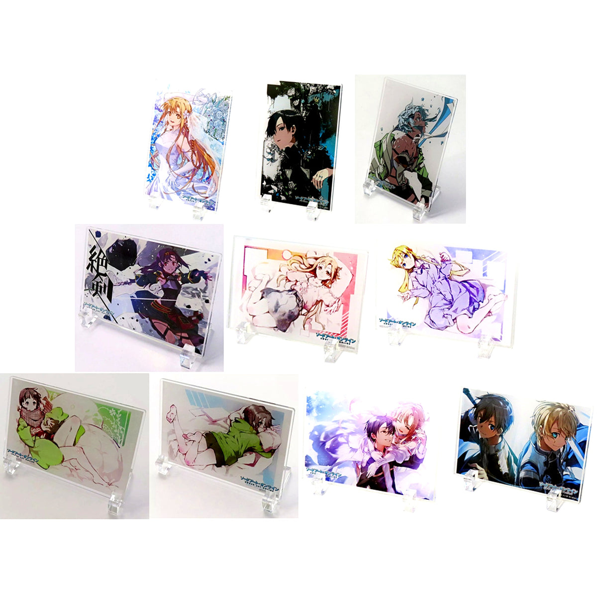 Set of 10 B Prize Acrylic Panel Sword Art Online 15th Anniversary Kujibikido Online Kuji [USED]