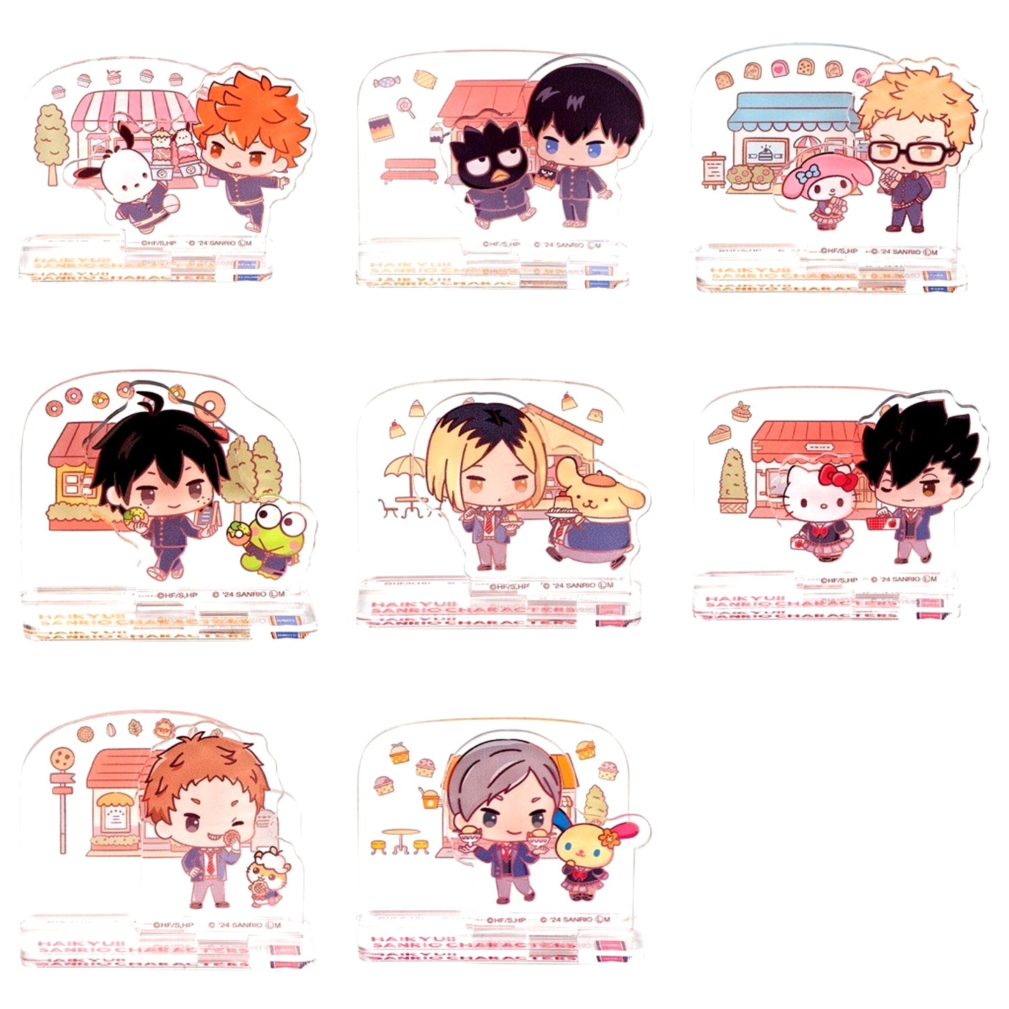 Set of 8 Acrylic Stand Haikyu!! x Sanrio Characters Acrylic Assort [USED]