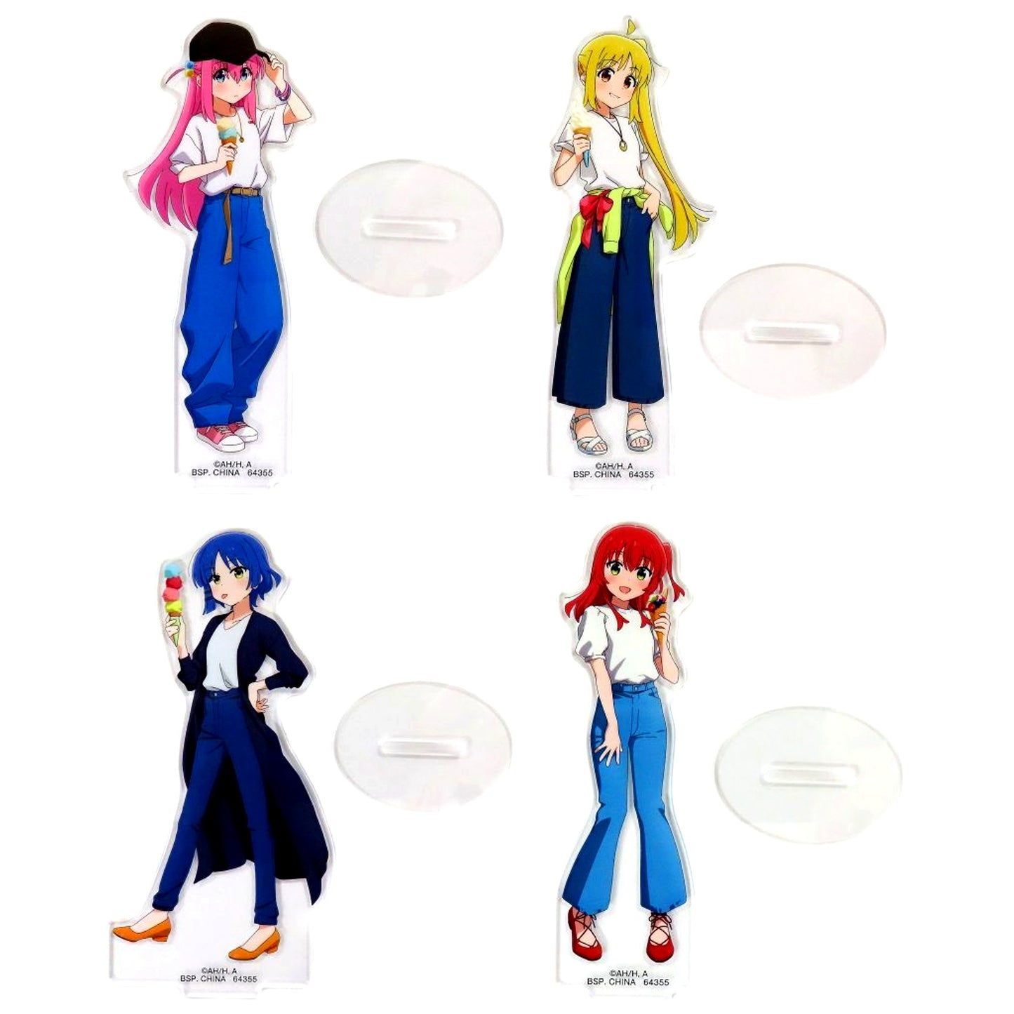 Set of 4 E Prize Bocchi the Rock! Ichiban Kuji Volume 2 Acrylic Stands [USED]