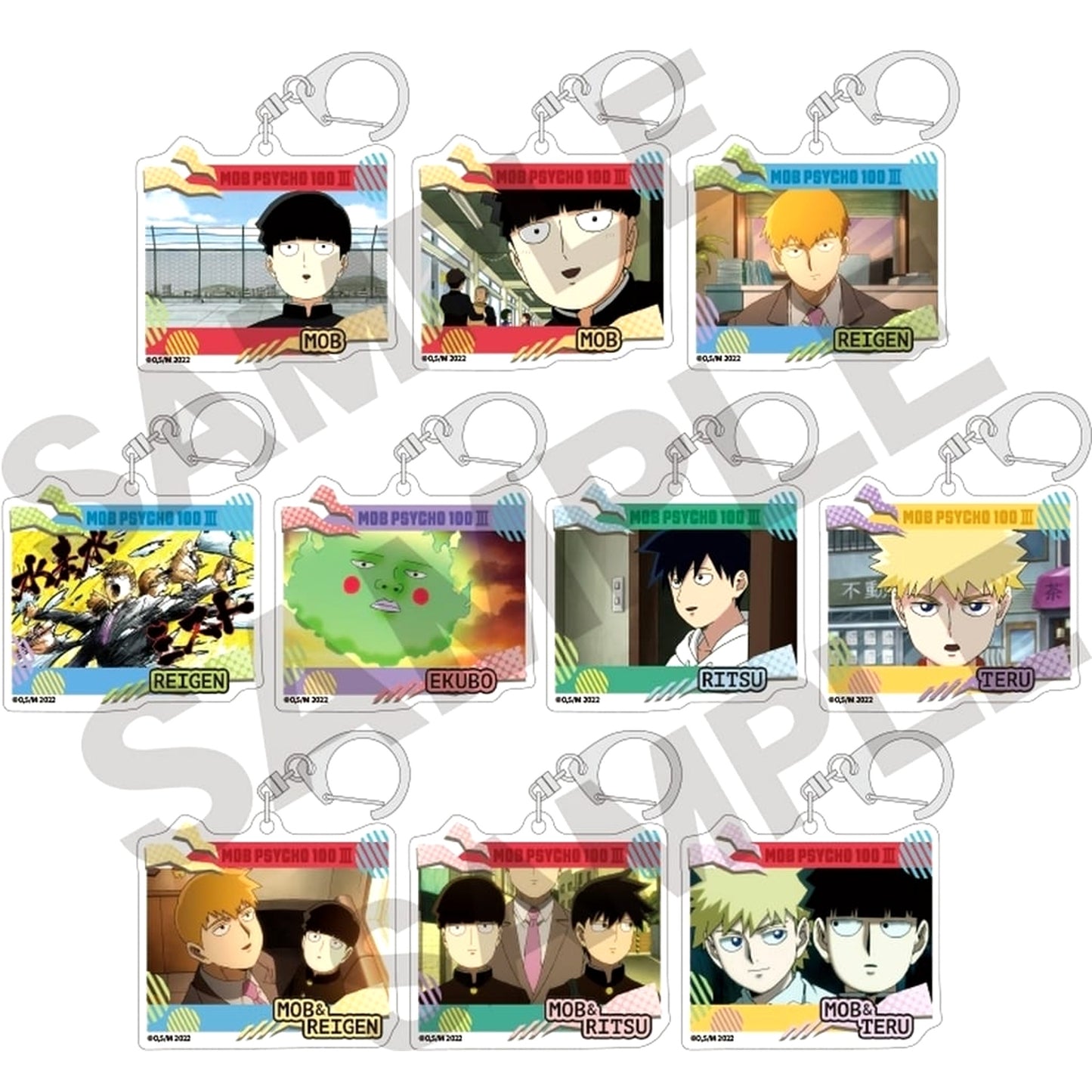 Shigeo Kageyama & Others Mob Psycho 100 III All 10 Types Set Random Acrylic Keychains [USED]