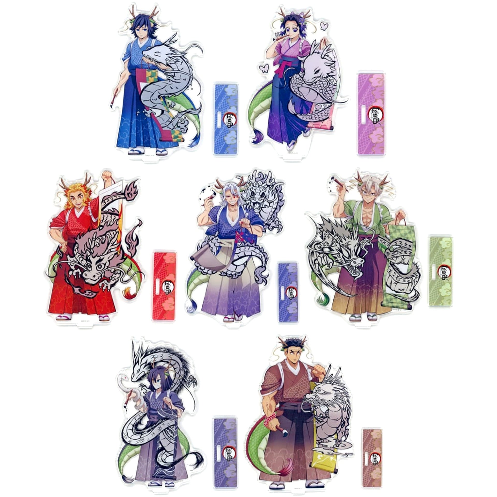 Demon Slayer: Kimetsu no Yaiba Giyu Tomiokau & Others All 7 Types Set Year of the Dragon Random Acrylic Stand Anime 5th Anniversary Festival After Party in ufotable Cafe Machi Asobi Cafe ufotable Dining Exclusive Acrylic Stands [USED]