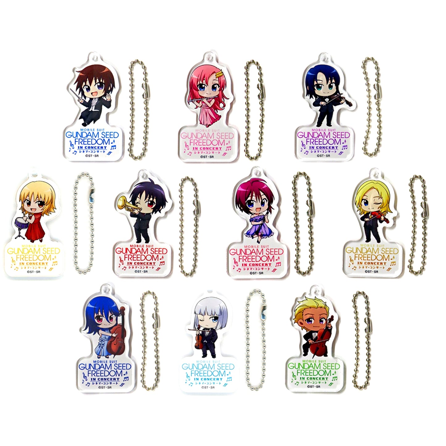 Set of 10 Mobile Suit Gundam SEED FREEDOM Cinema Concert Trading Acrylic Charm [USED]