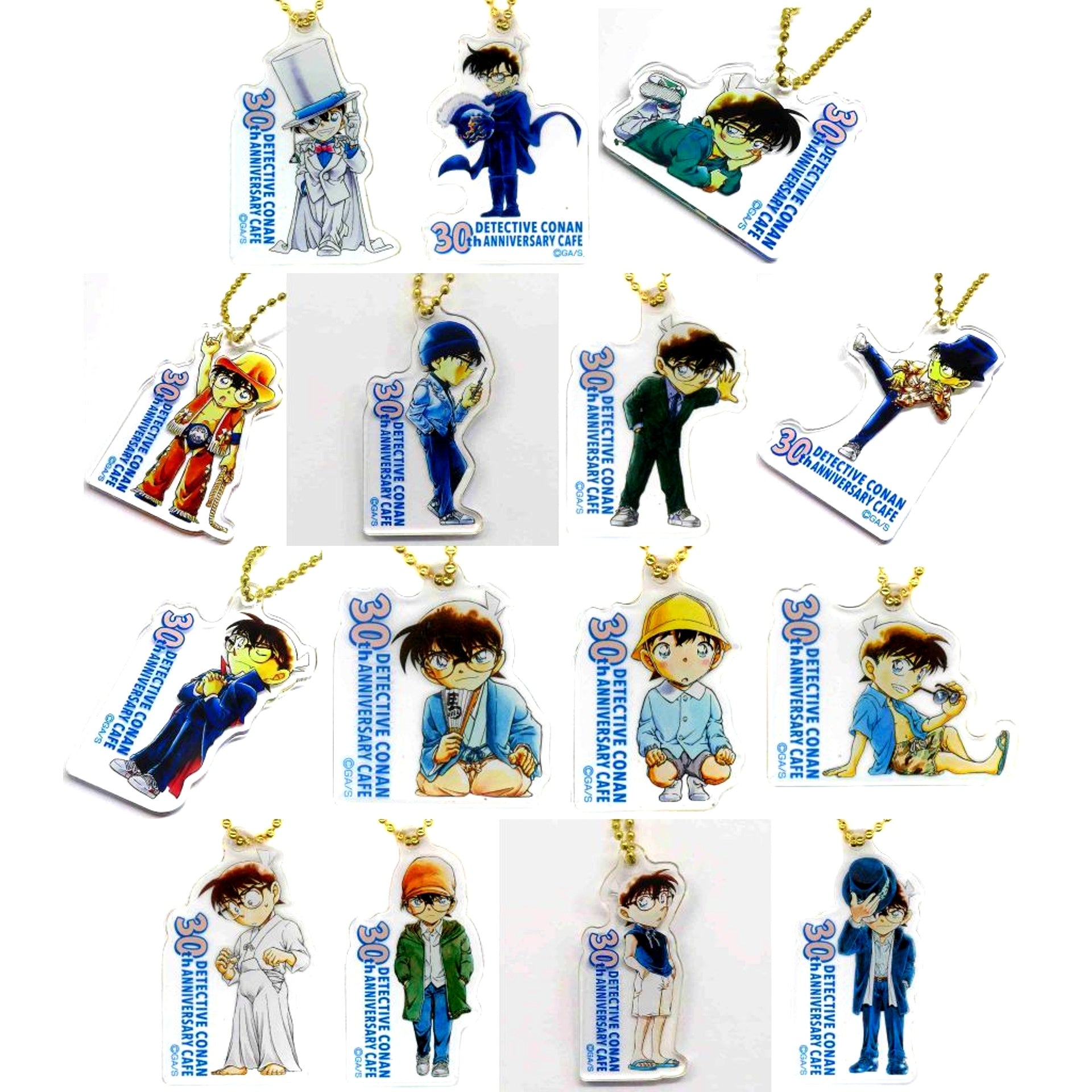 Set of 15 Detective Conan 30th Anniversary Cafe Acrylic Keychain B [USED]