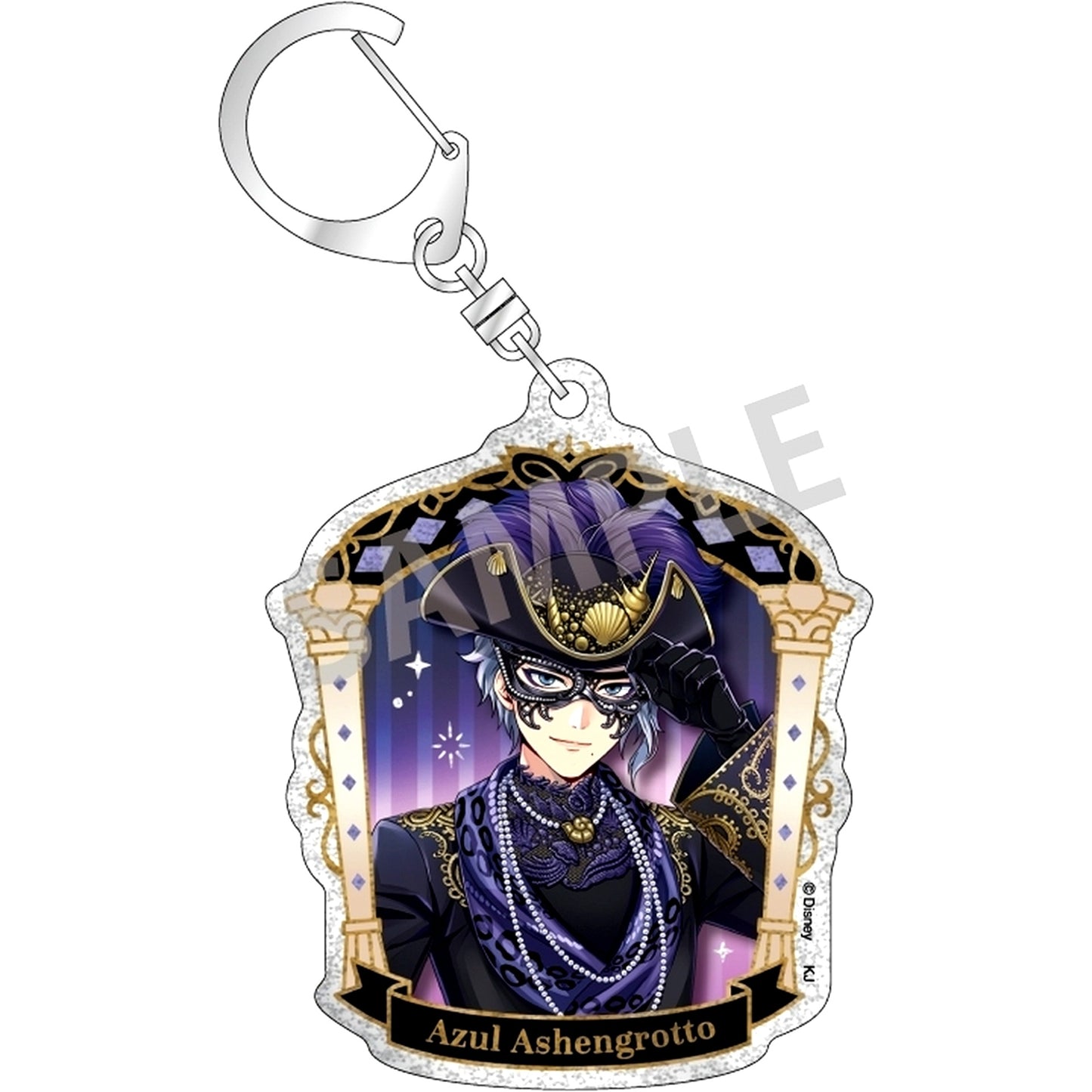 Azul Ashengrotto Disney Twisted-Wonderland Trading Glitter Acrylic Keychain Masquerade Dress Ver. [USED]