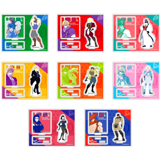 Set of 8 JoJo's Bizarre Adventure Part 1 Phantom Blood / Part 2 Battle Tendency Acrylic Stand Collection Colored Silhouette [USED]