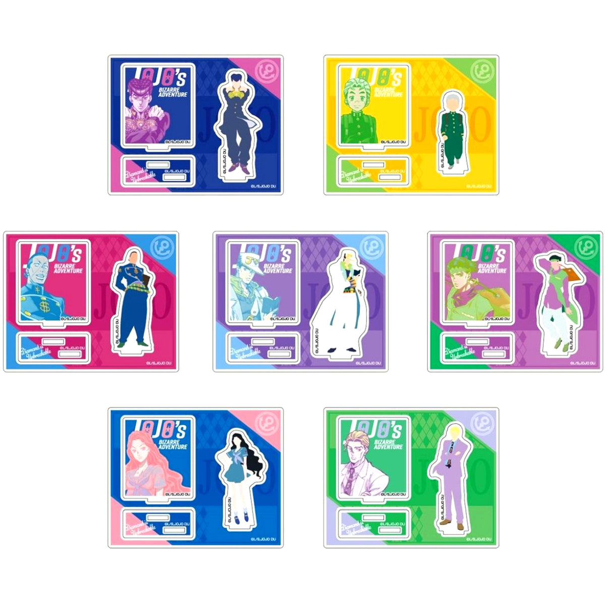 Set of 7 JoJo's Bizarre Adventure Part 4 Diamond is Unbreakable Acrylic Stand Collection Colored Silhouette [USED]