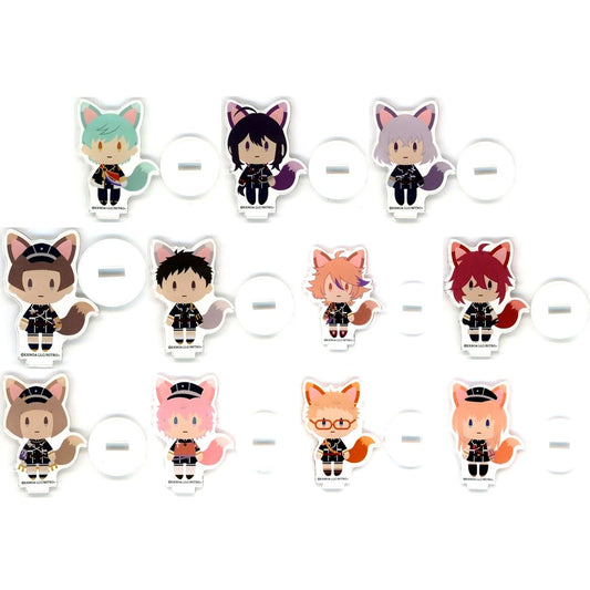 Set of 11 Touken Ranbu ONLINE Mini Acrylic Stand Otomo Sanpo Fox Outfit Group B Special Exhibition Learn with Touken Ranbu: Japanese Swords and the Future Exhibition: Secrets of the Touken Danshi [USED]