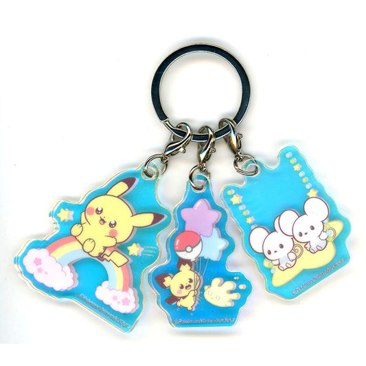 Pikachu Pichu & Milcery Tandemaus Starry Sky Pokemon Pokepeace Aurora Acrylic Keychain Set [USED]