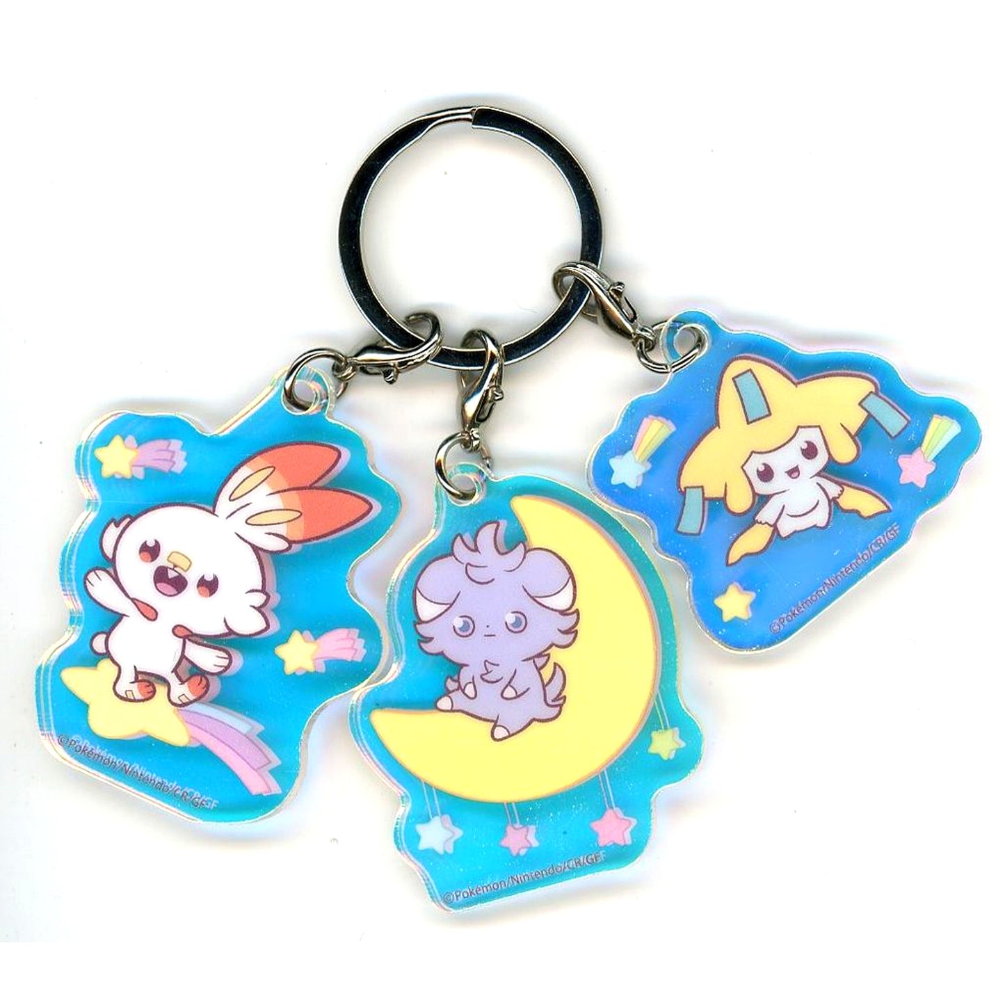 Scorbunny Espurr Jirachi Starry Sky Pokepeace Aurora Acrylic Keychain Set Pokemon [USED]