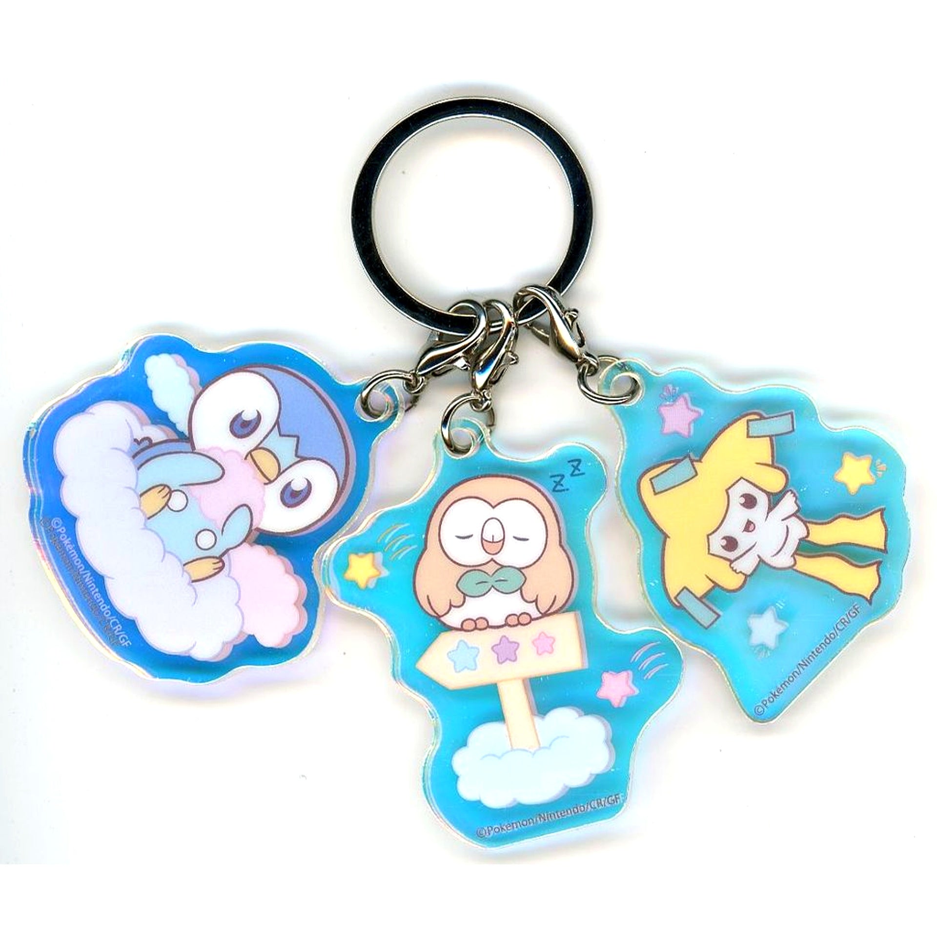 Piplup Rowlet Jirachi Starry Sky Pokepeace Aurora Acrylic Keychain Set Pokemon [USED]