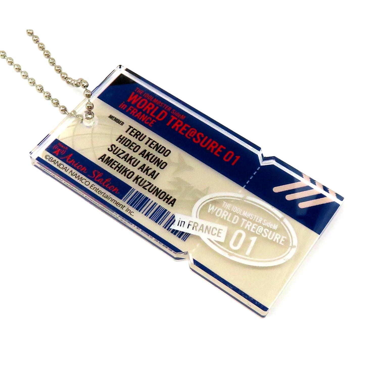 in FRANCE Flight Ticket Style Acrylic Keychain The Idolm@ster SideM 5th Anniversary CAFE [USED]