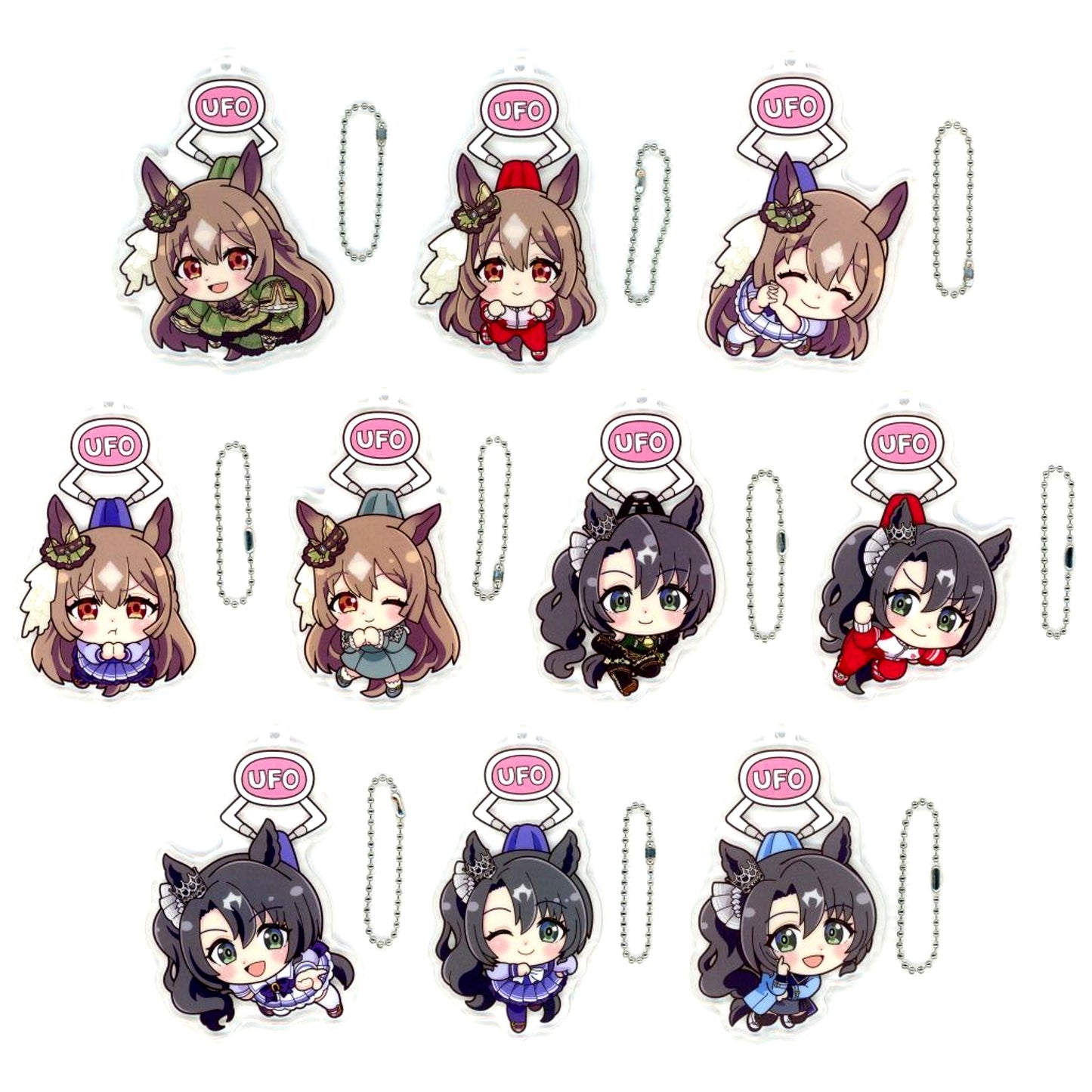 Set of 10 Umamusume: Pretty Derby UFO Tsumamare Acrylic Keychain [USED]