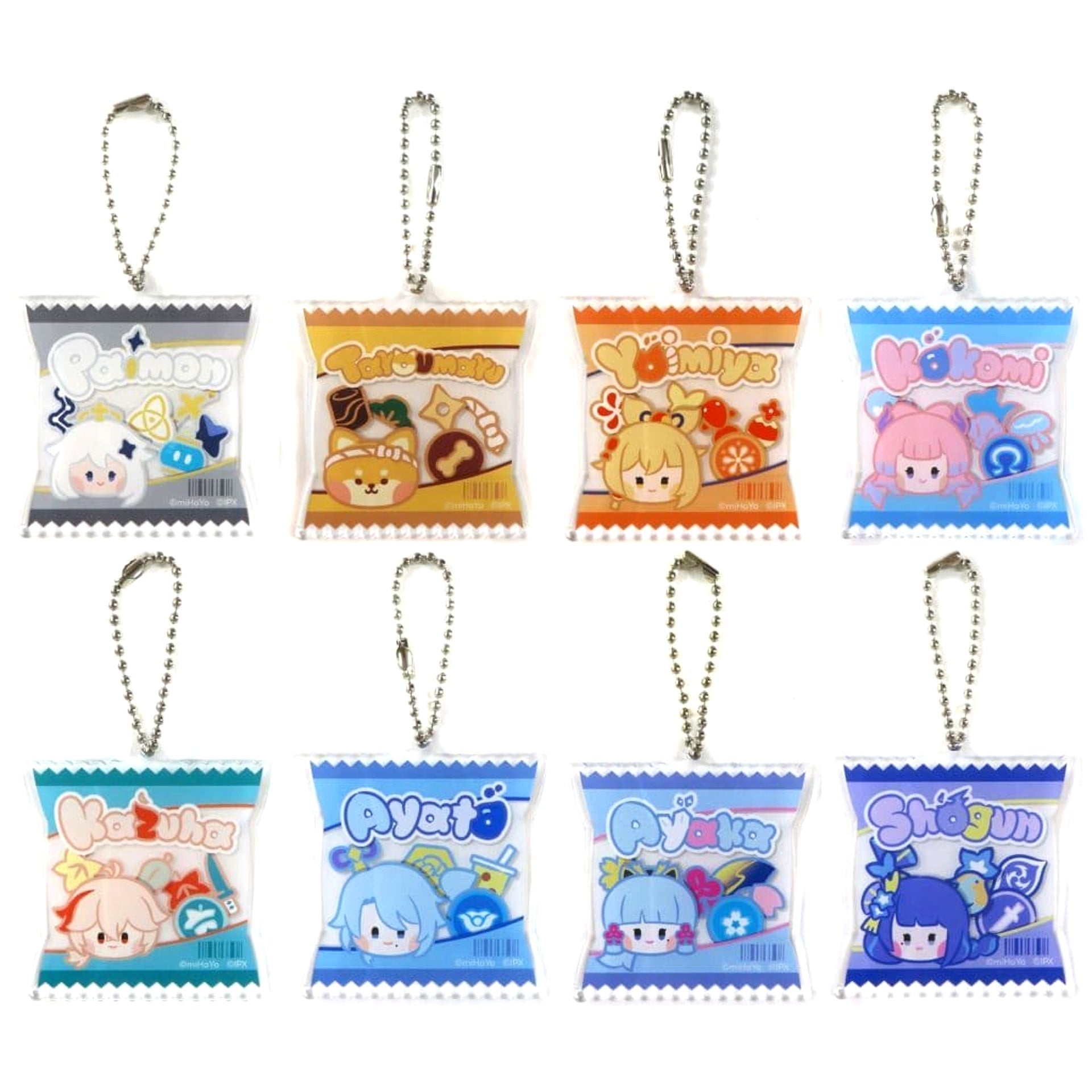 Genshin Paimon & Others All 8 Types Set Minini Acrylic Keychain LAWSON Limited Keychains [USED]