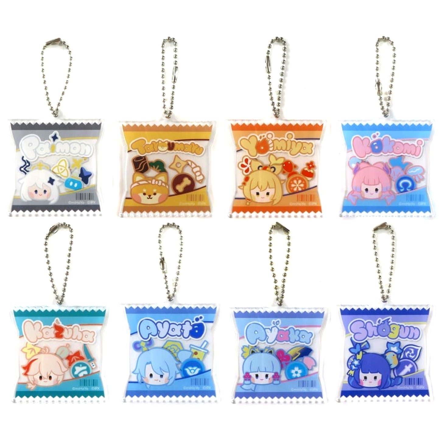 Genshin Paimon & Others All 8 Types Set Minini Acrylic Keychain LAWSON Limited Keychains [USED]
