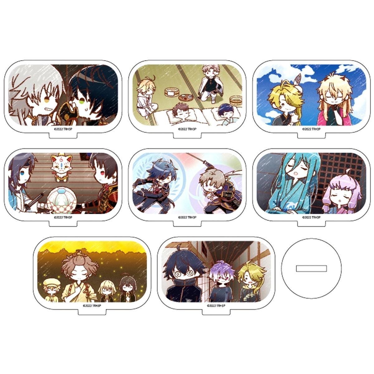 Set of 8 Toku: Touken Ranbu Hanamaru Setsugetsuka Acrylic Petit Stand Graph Art Illustration [USED]