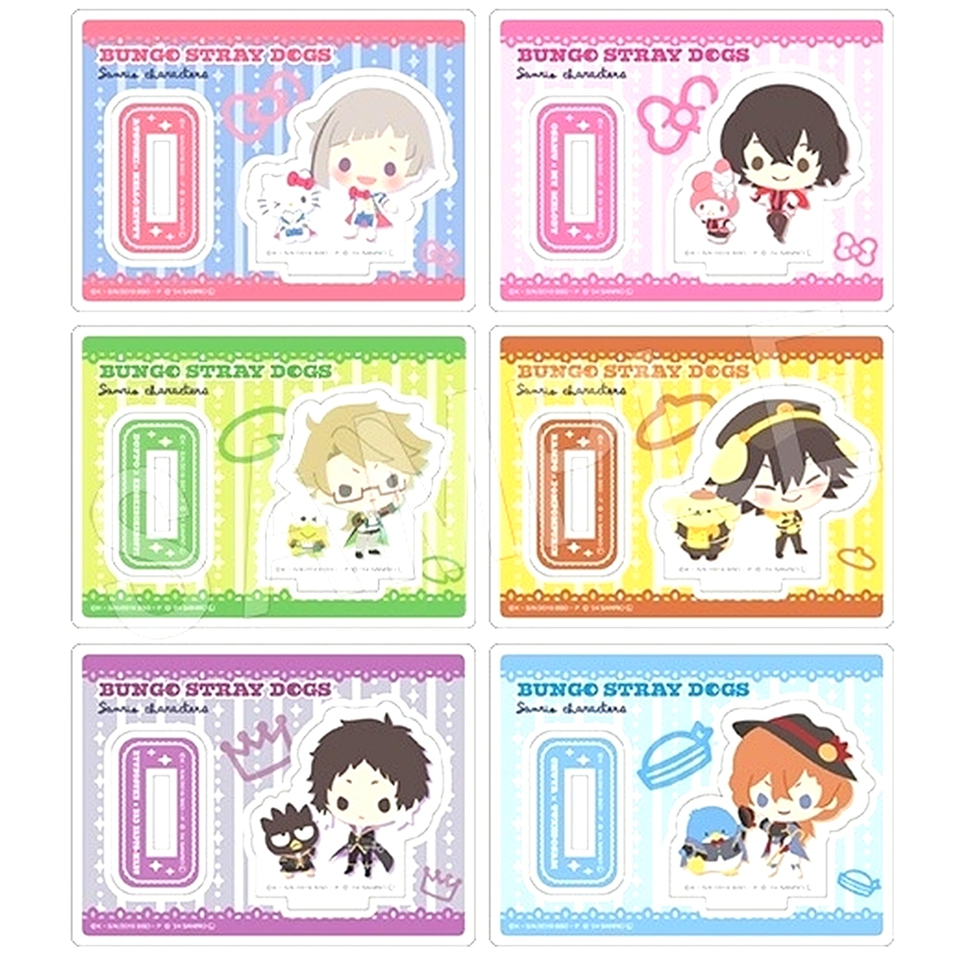 Set of 6 Bungo Stray Dogs x Sanrio Characters Trading Acrylic Stand [USED]