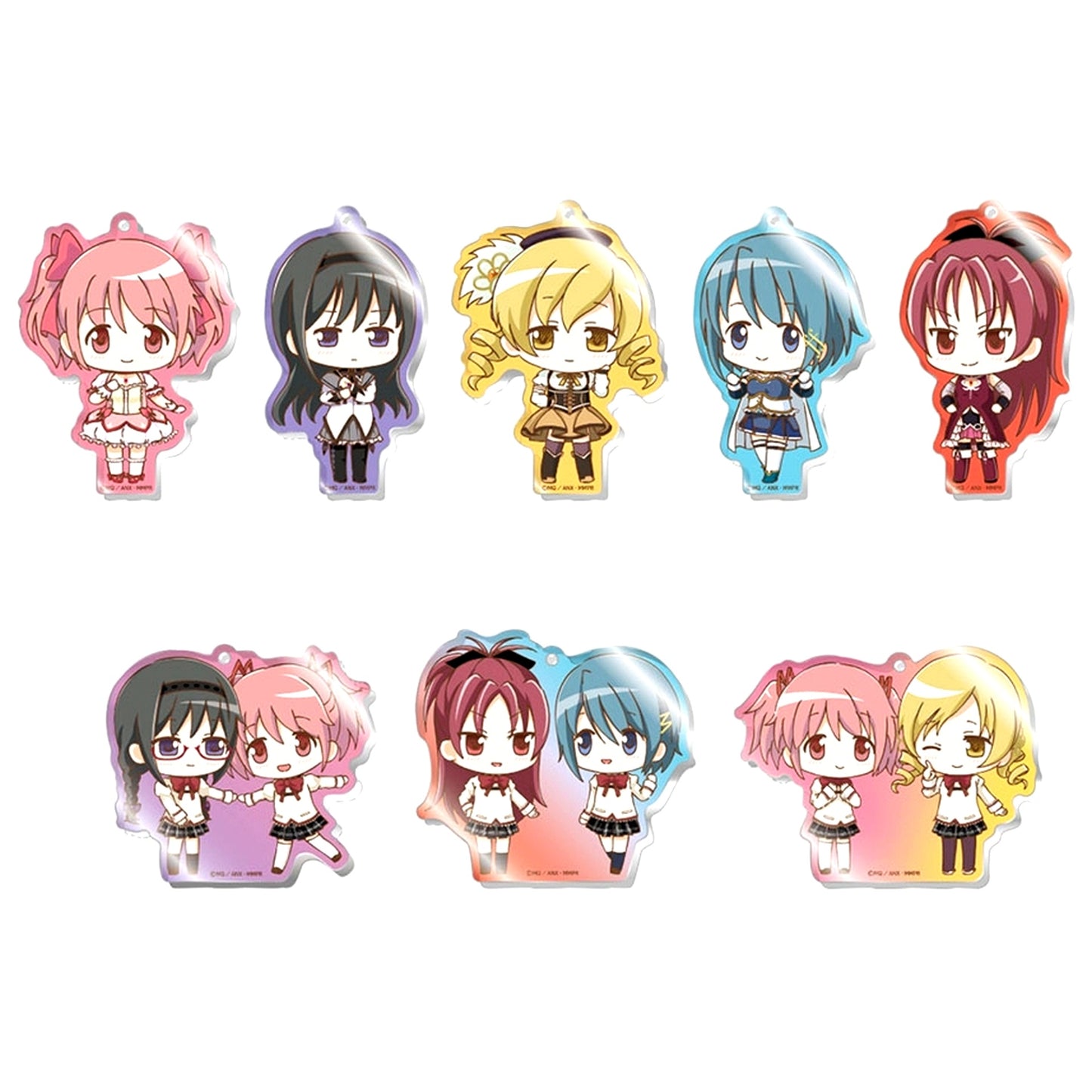Set of 8 Puella Magi Madoka Magica The Movie Rebellion Waiwai Acrylic Keychain [USED]