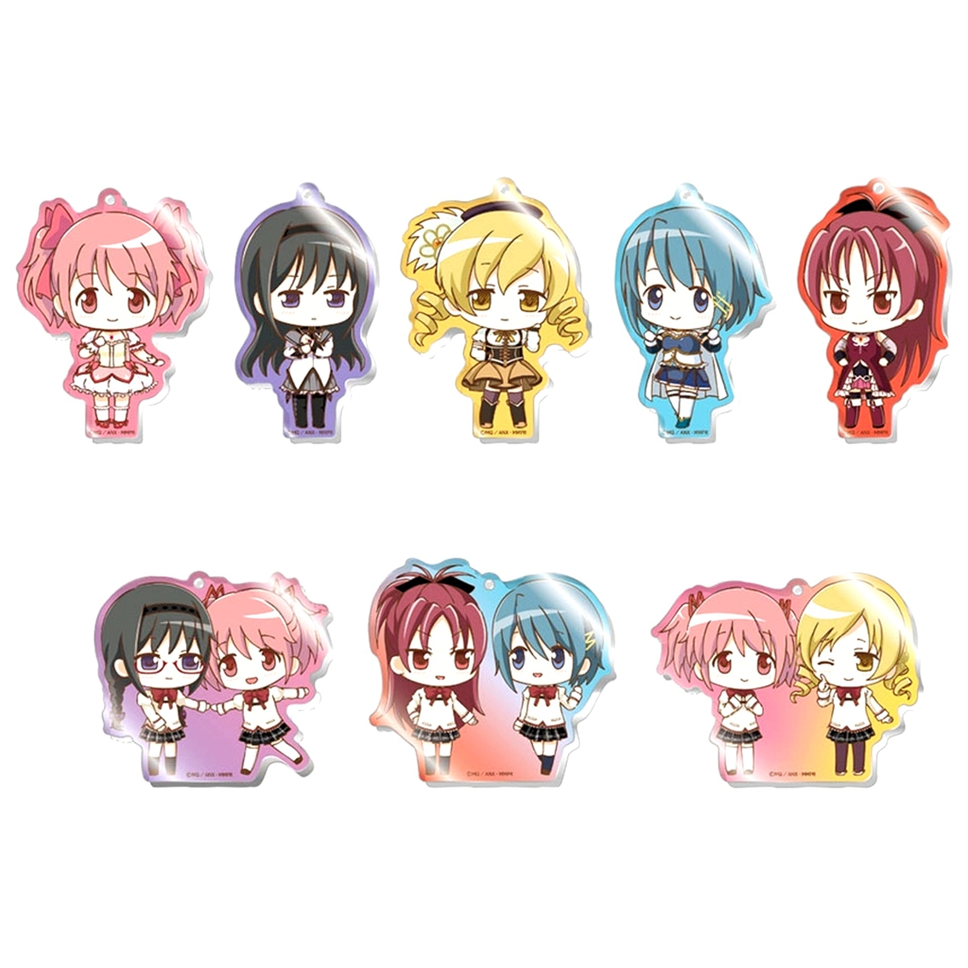 Set of 8 Puella Magi Madoka Magica The Movie Rebellion Waiwai Acrylic Keychain [USED]