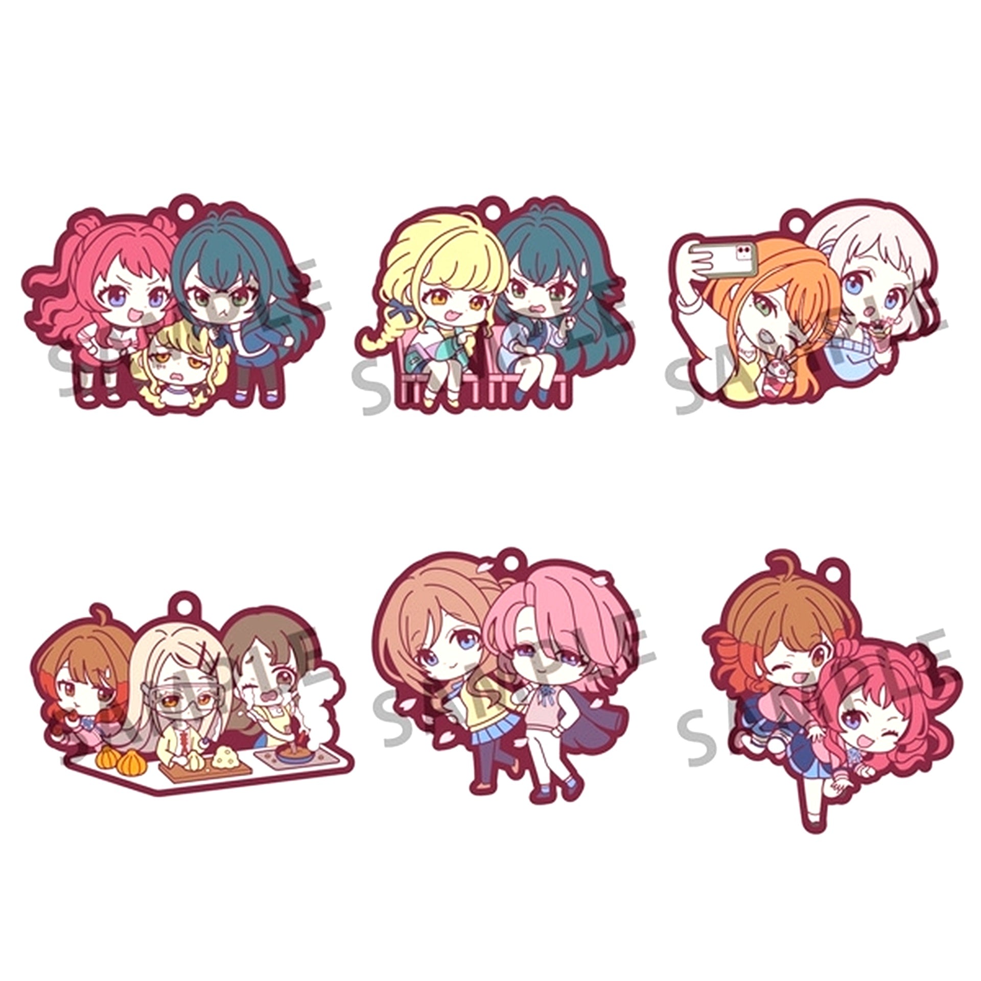 Set of 6 Gakuen Idolmaster Rubber Mascot Buddy Colle [USED]