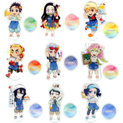 Demon Slayer: Kimetsu no Yaiba Kyojuro Rengoku & Others All 9 Types Set Random Acrylic Stand A Beach House Event 2024 Ufotable Cafe / Machi Asobi Cafe Ufotable Dining Limited Acrylic Stands [USED]
