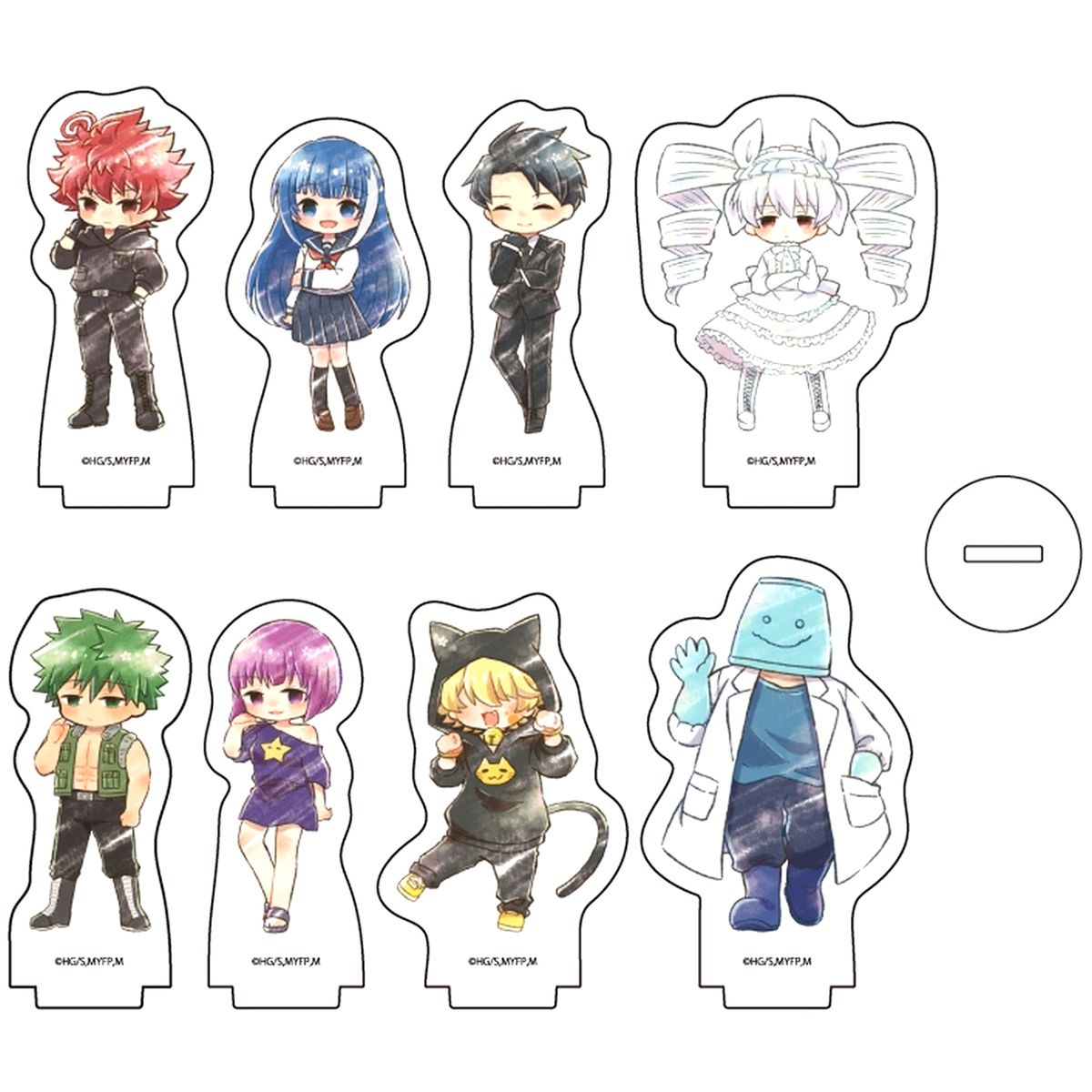 Set of 8 Mission: Yozakura Family Acrylic Mini Stand 01 Graph Art Illustration [USED]