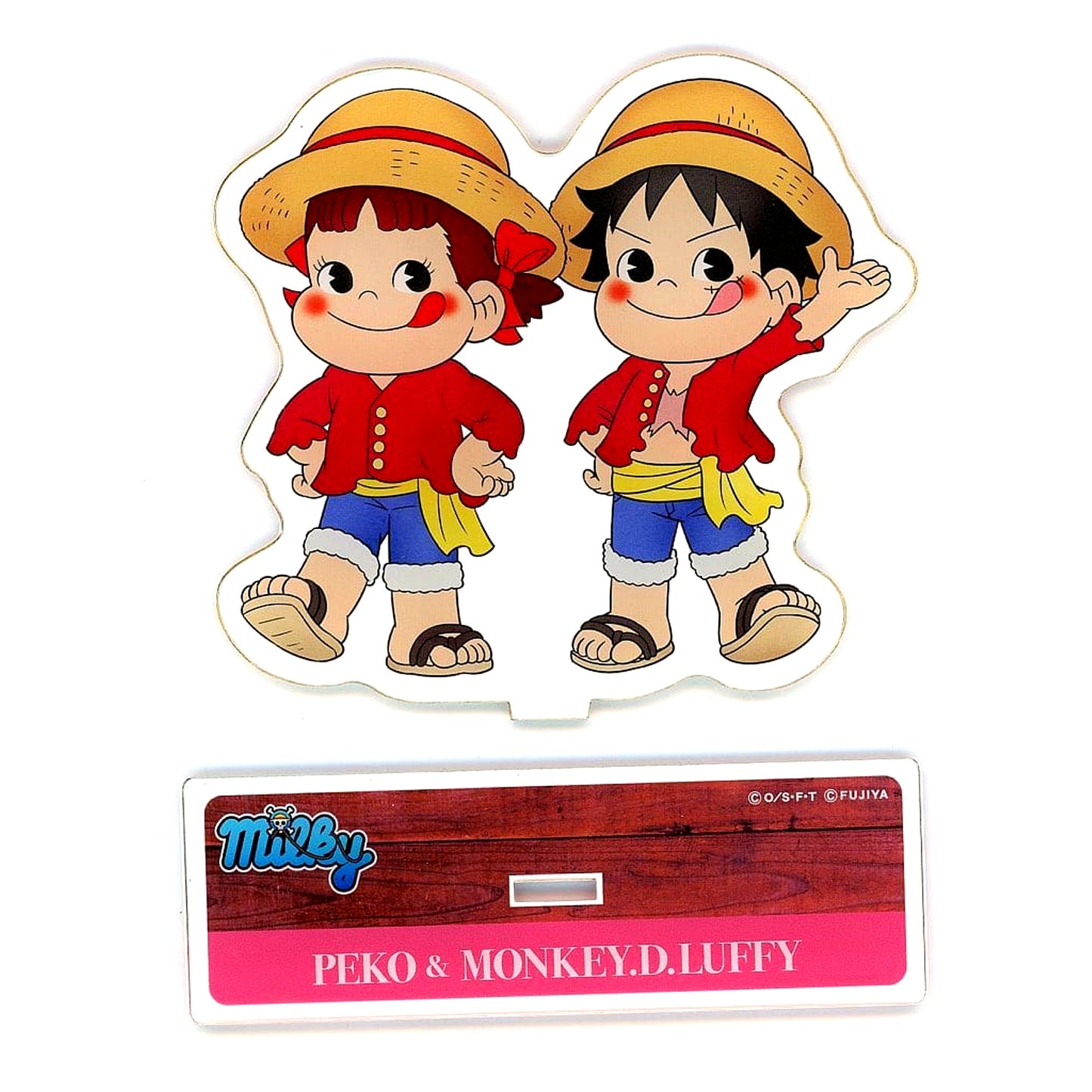 Monkey D. Luffy and Peko-chan One Piece Fujiya x One Piece Milky x One Piece Acrylic Stand [USED]