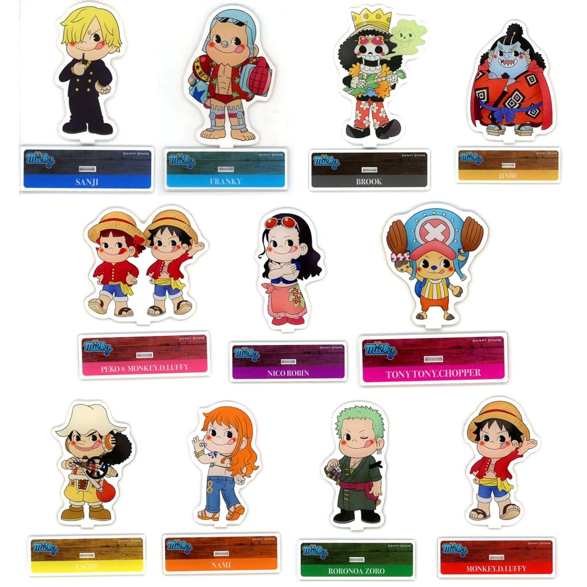 One Piece Monkey D. Luffy & Others All 11 Types Set Milky Acrylic Stand Fujiya Exclusive Acrylic Stands [USED]