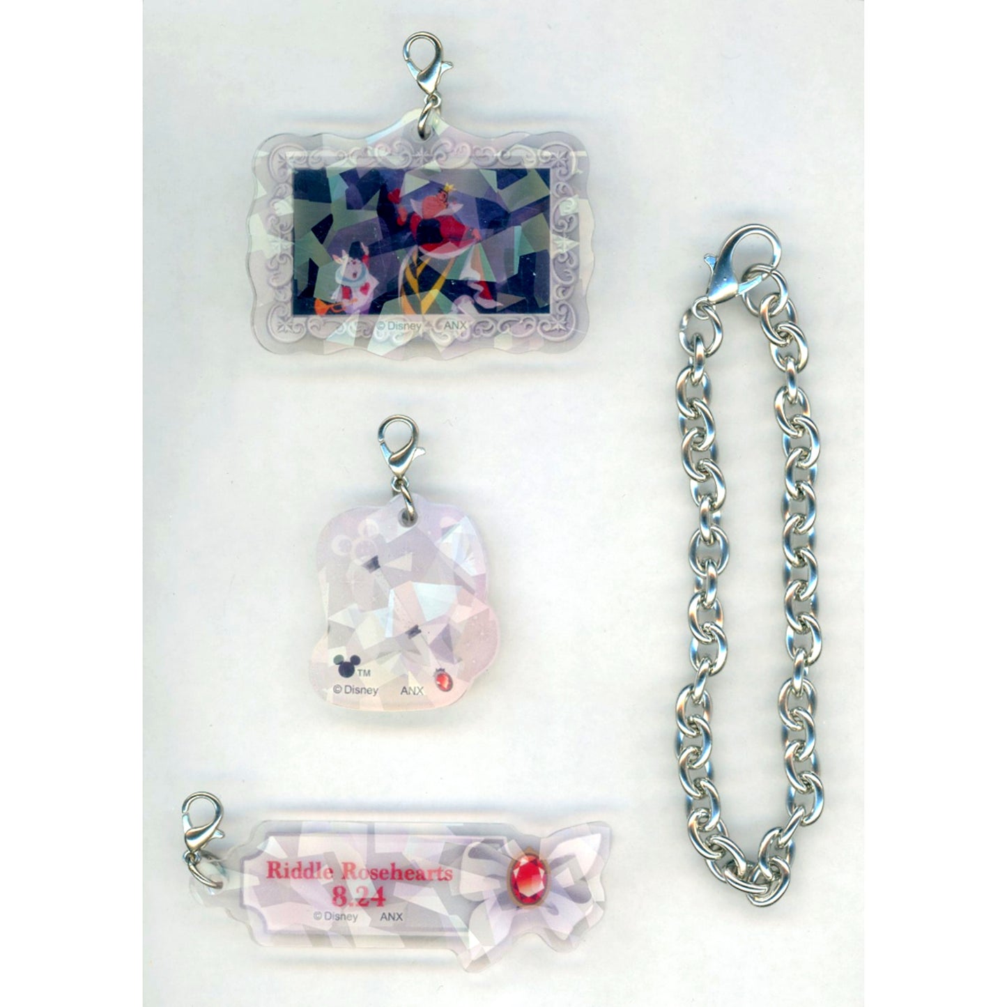 Riddle Rosehearts Hologram Acrylic Charm with Chain Disney Twisted Wonderland Riddle Birthday Commemorative Goods [USED]
