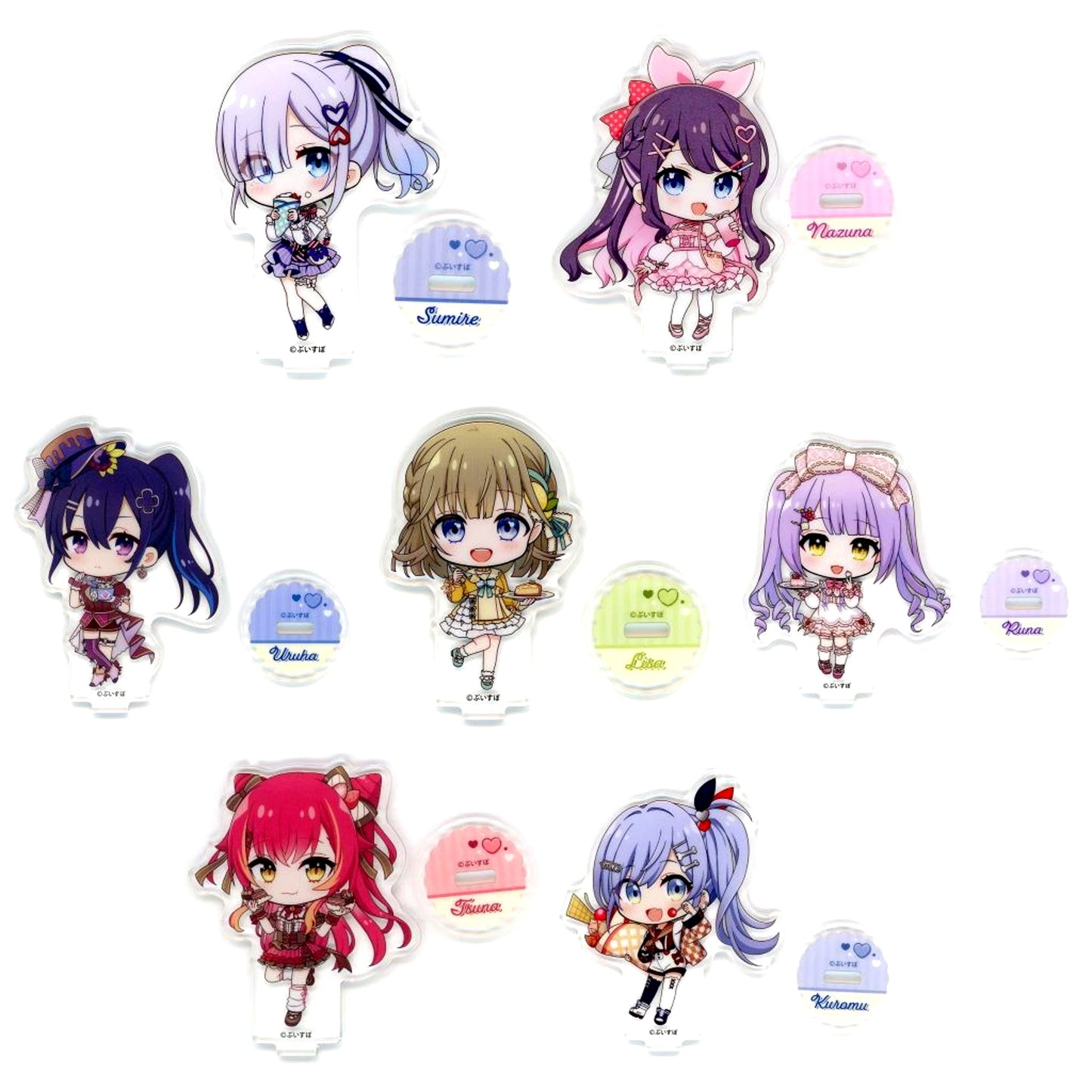 Set of 7 Vol. 1 Deformed Acrylic Stand -sweets decoration- Virtual YouTuber VSPO! GiGO Limited [USED]