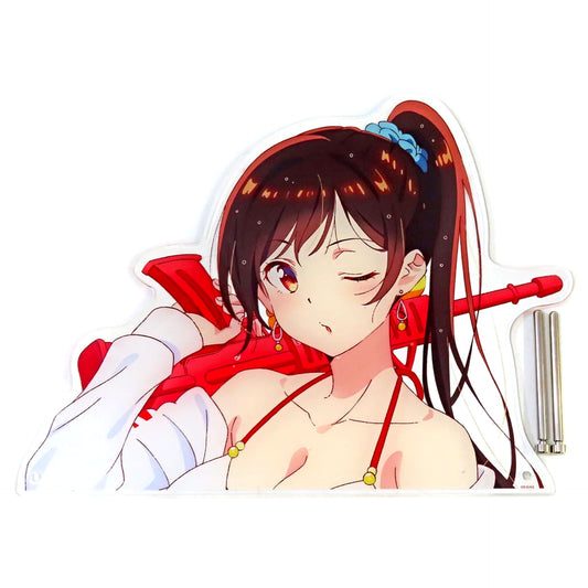 Rent-a-Girlfriend Chizuru Mizuhara Draw!Draw! X Kujimate Original Illustration Beach Date Ver. Extra-Large Die-Cut Acrylic Panel Original Illustration Beach Date Ver. Prize A-1 Acrylic Stands [USED]